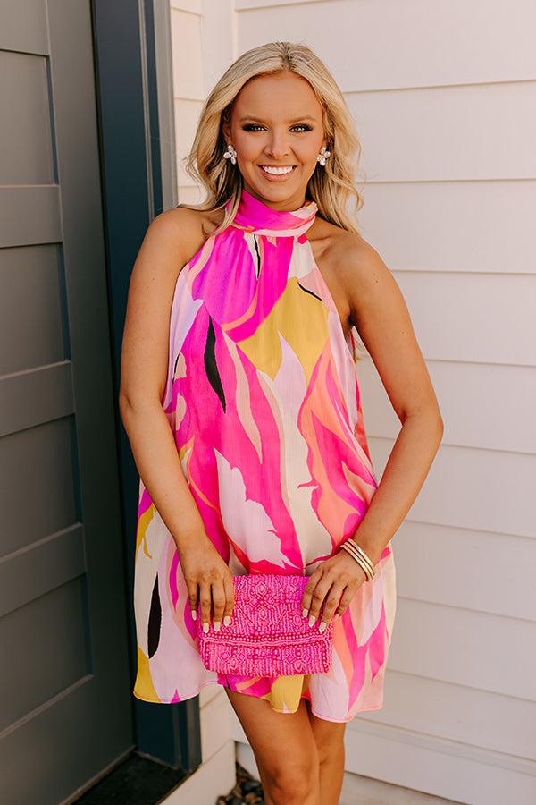 Cocktails After Chit Chat Mini Dress in Hot Pink Product Image