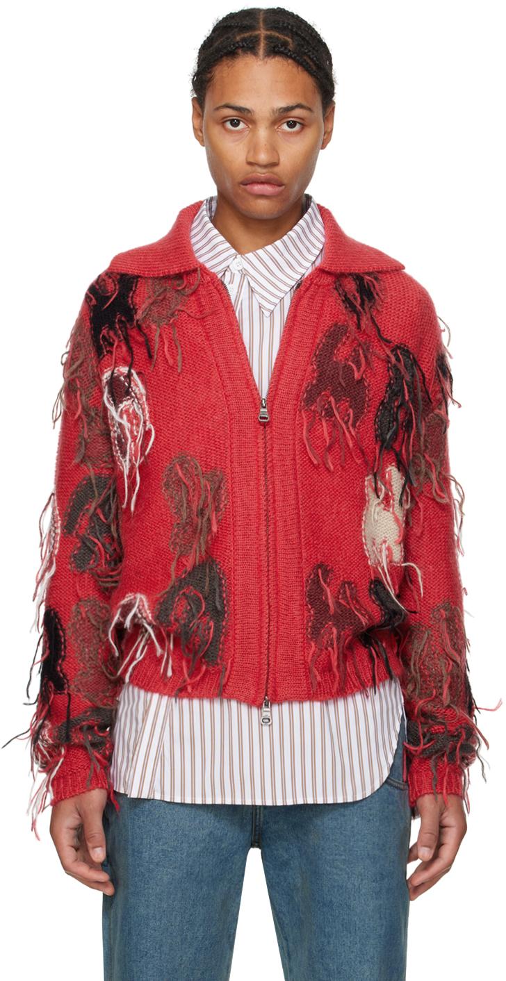 Red Intarsia Rainbow Sweater Product Image
