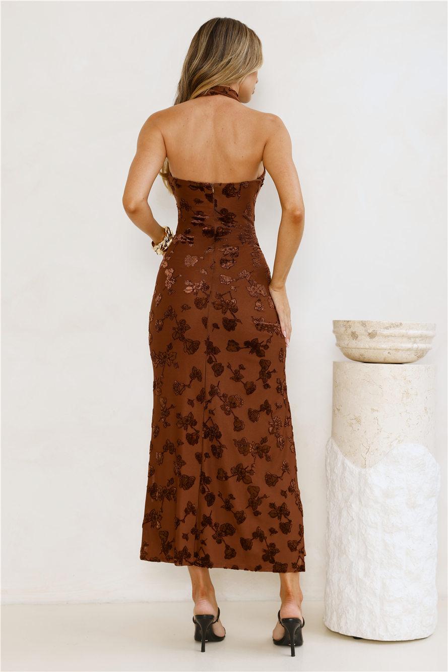 Wish For More Halter Midi Dress Mocha Product Image
