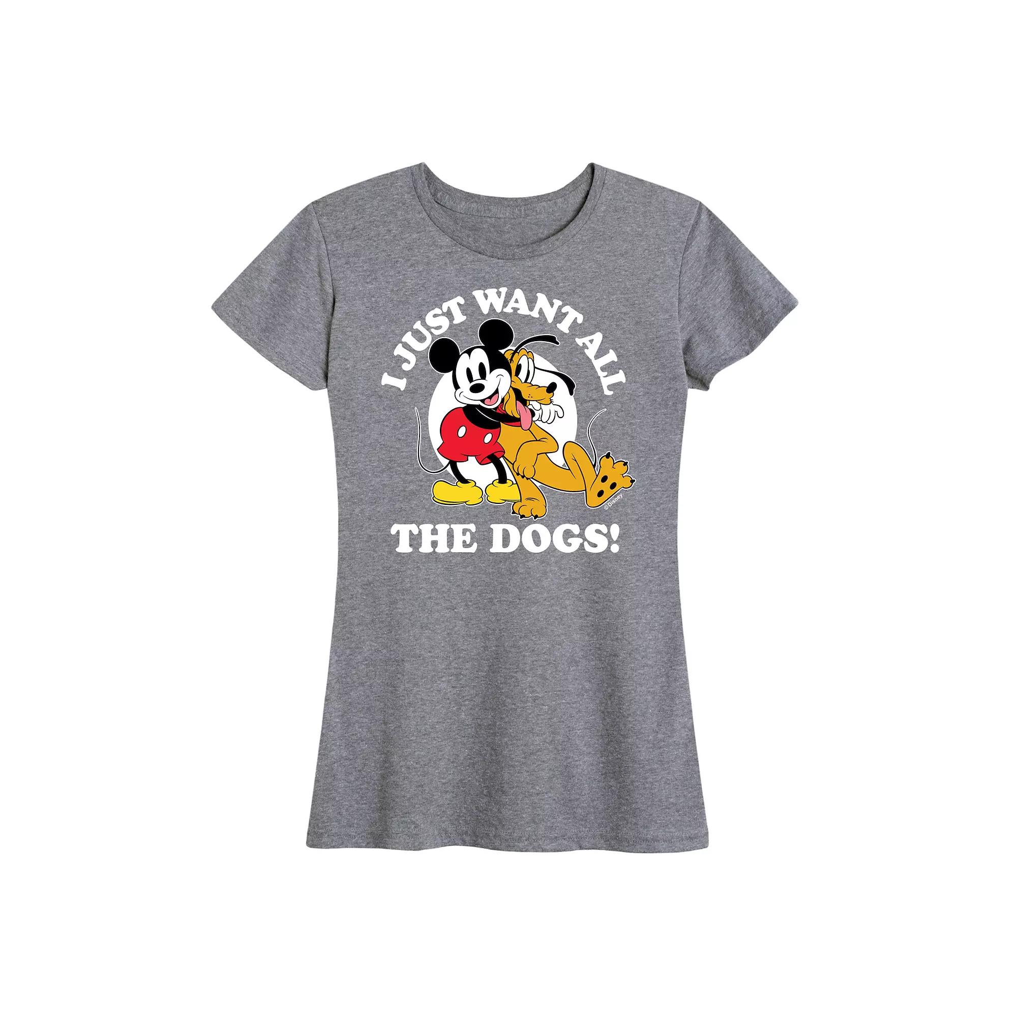 Disney's Mickey Mouse & Pluto Women's Just Want All Dogs Graphic Tee,  Product Image