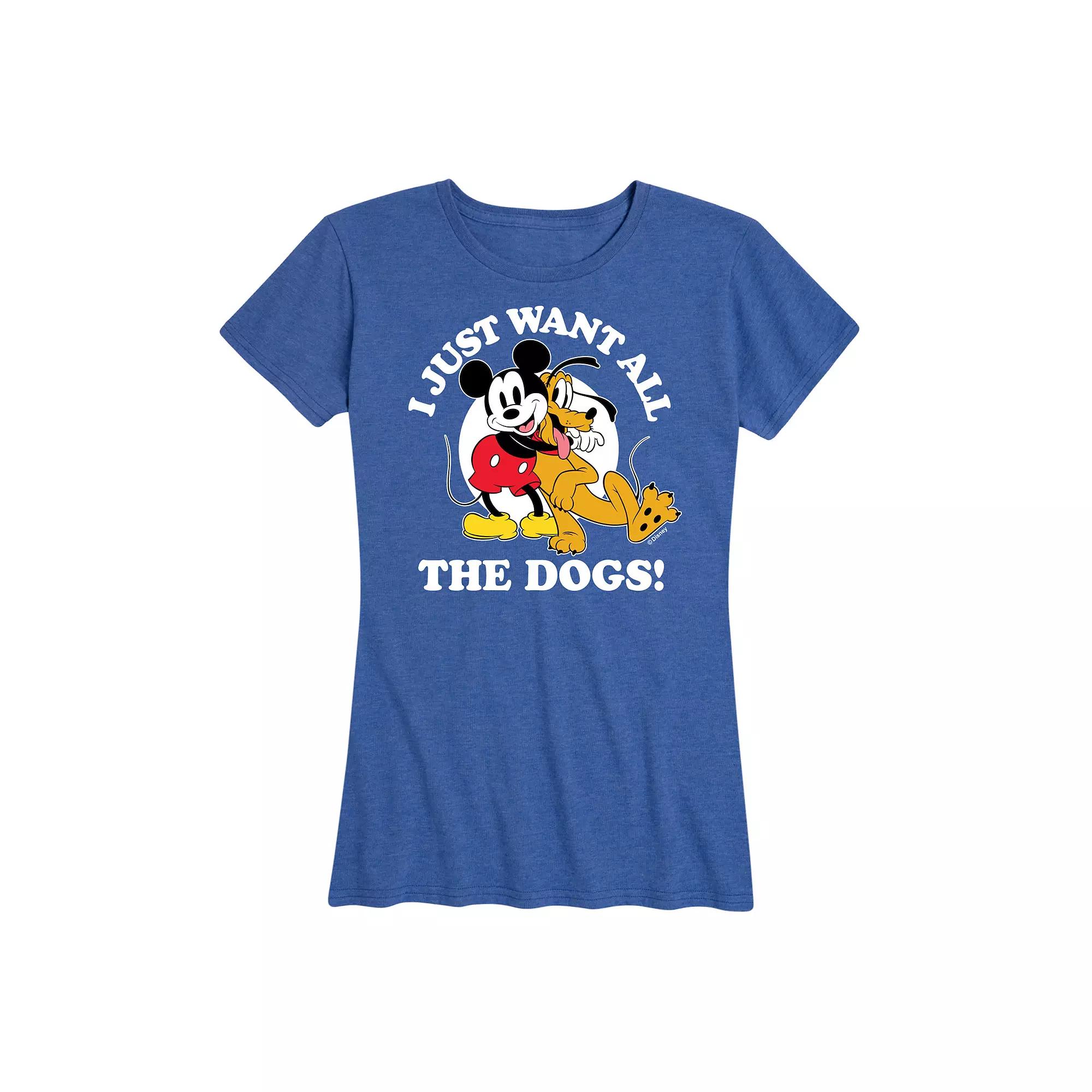 Disney's Mickey Mouse & Pluto Women's Just Want All Dogs Graphic Tee,  Product Image