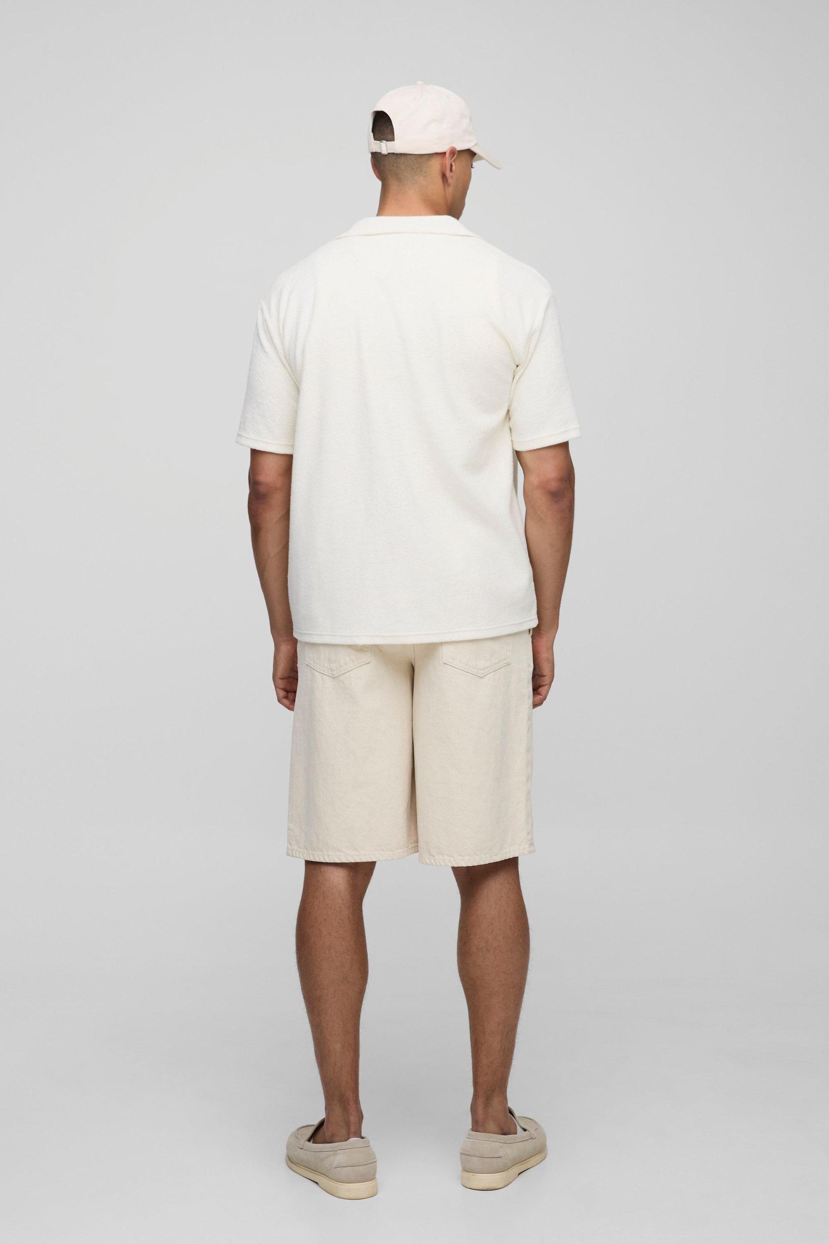 Oversized Revere Towelling Shirt | boohooMAN USA Product Image