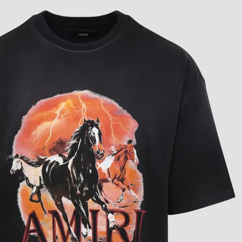 AMIRI Graphic Print Oversized Crewneck T-shirt Shirt In Black Product Image