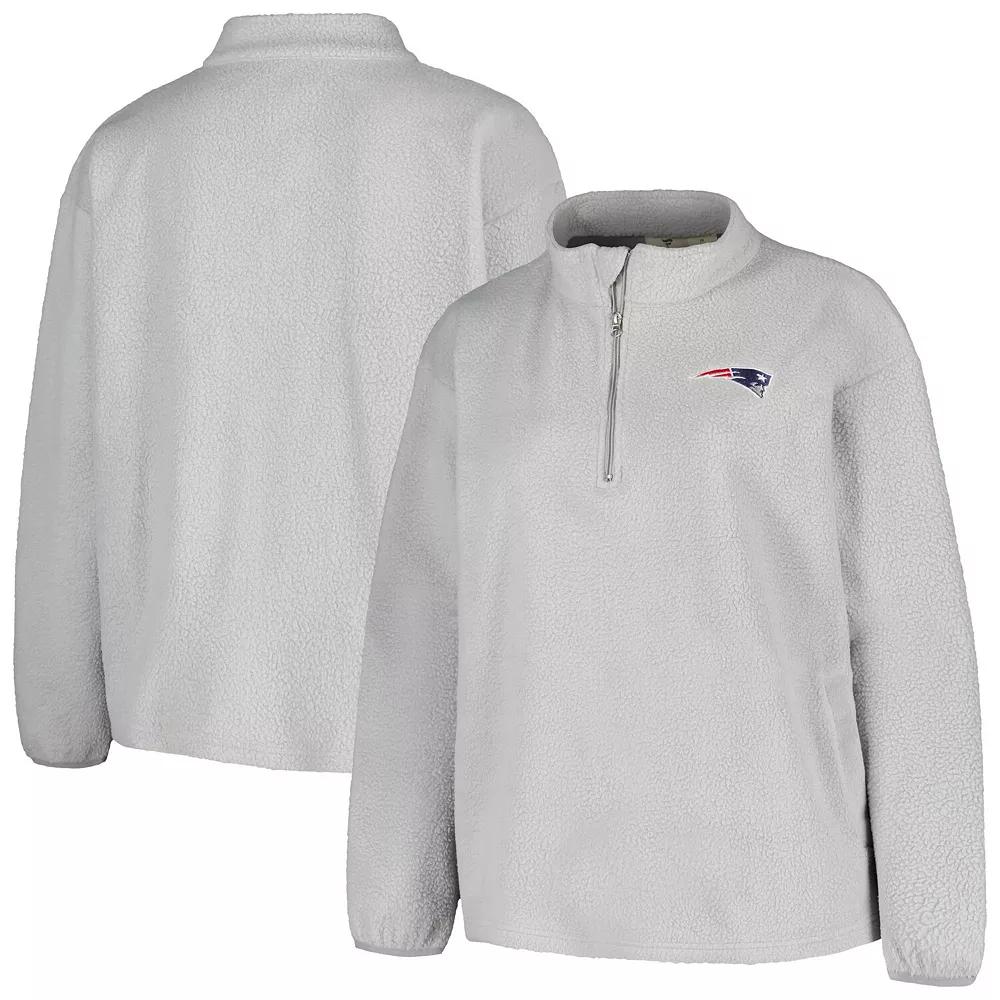 Women's Profile Gray New England Patriots Plus Size Sherpa Quarter-Zip Jacket, Size: 2XL, Grey Product Image