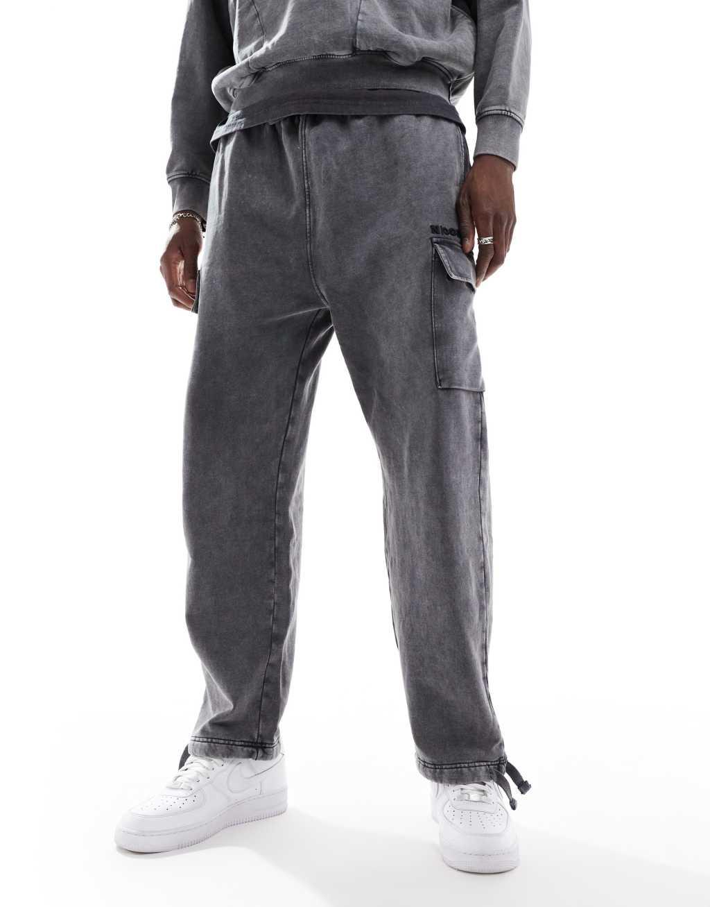 Nicce washed cargo sweatpants in gray - part of a set  Product Image