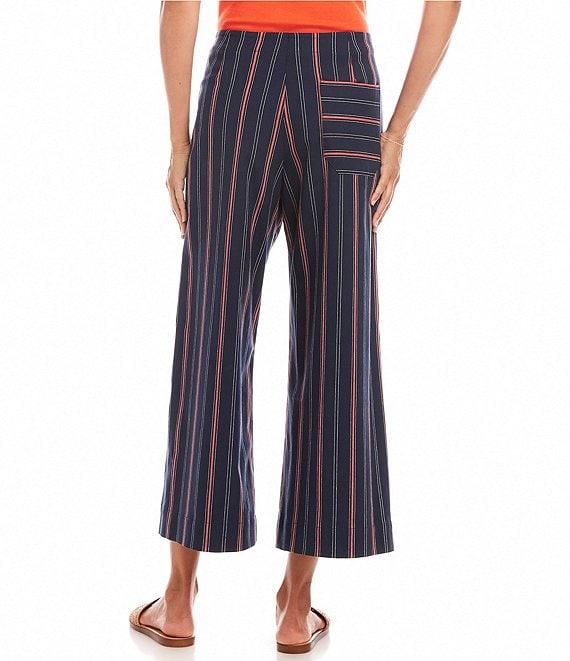 Karen Kane Striped High Rise Wide Leg Cropped Pants Product Image