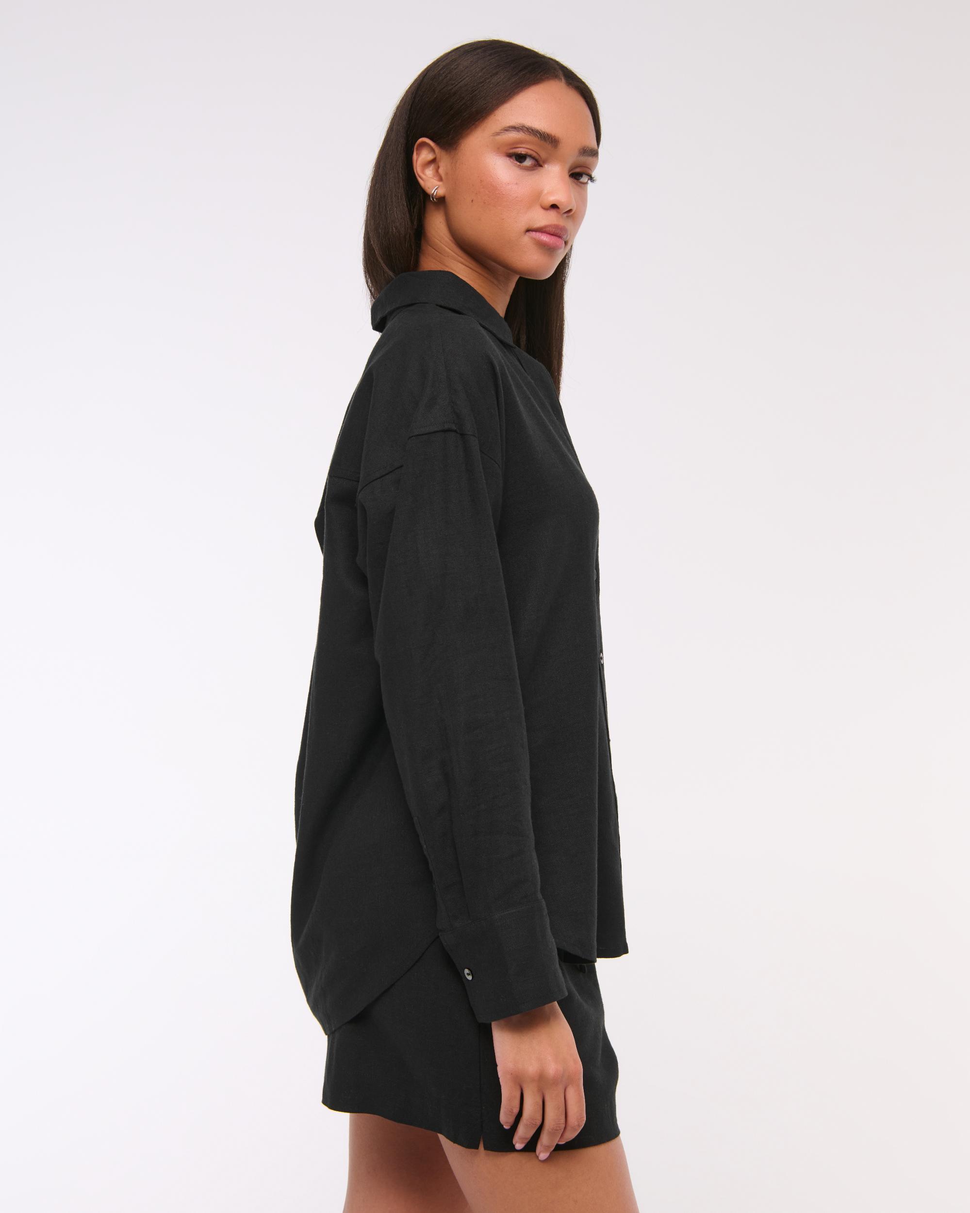 Oversized Linen-Blend Shirt Product Image
