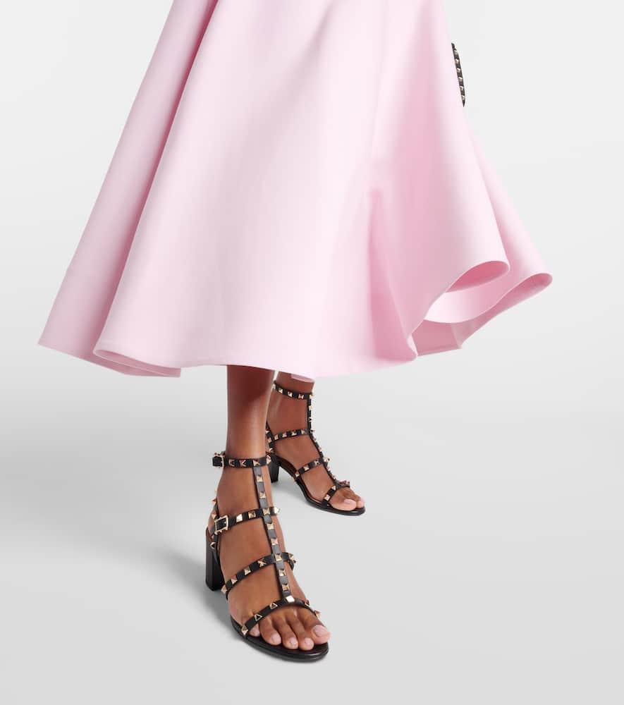 VALENTINO GARAVANI Valentino Rockstud Caged 90 Leather Ankle Strap Sandal In Black Product Image