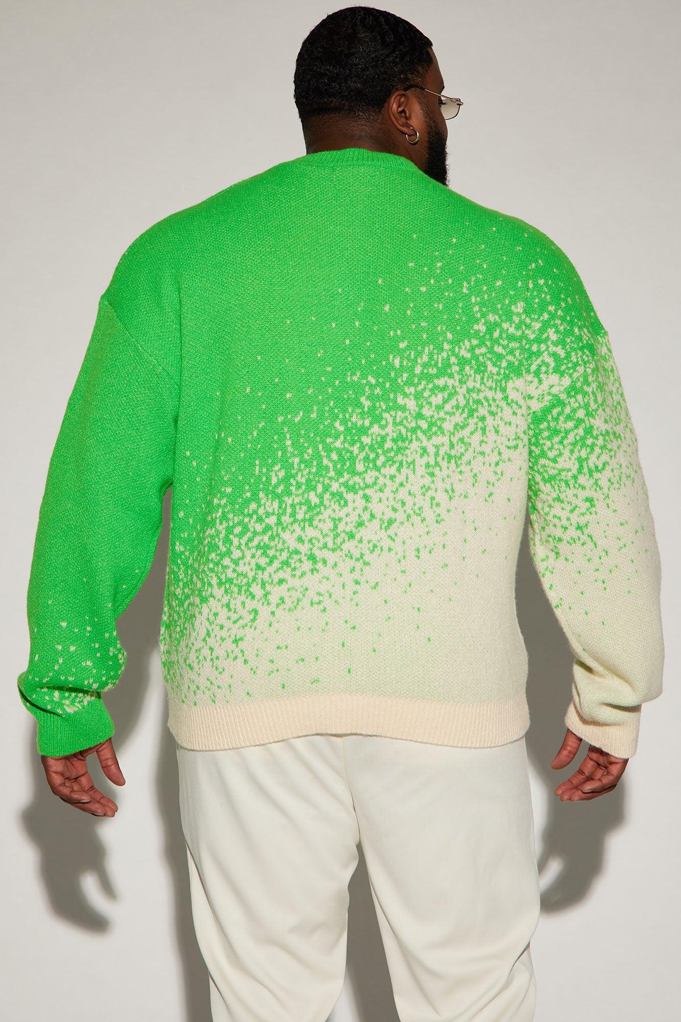 Two Tone Crewneck Sweater - Green/combo Male Product Image