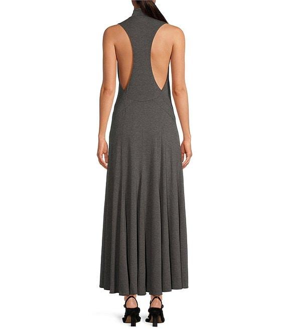 Gianni Bini x Lilly Sisto Audrey Knit Jersey Mock Neck Sleeveless A-Line Pleated Flounce Maxi Dress Product Image