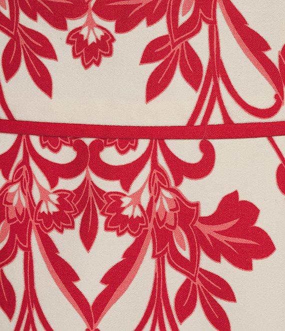 Anne Klein Chiffon Floral Print Square Neck Sleeveless A-Line Dress Product Image