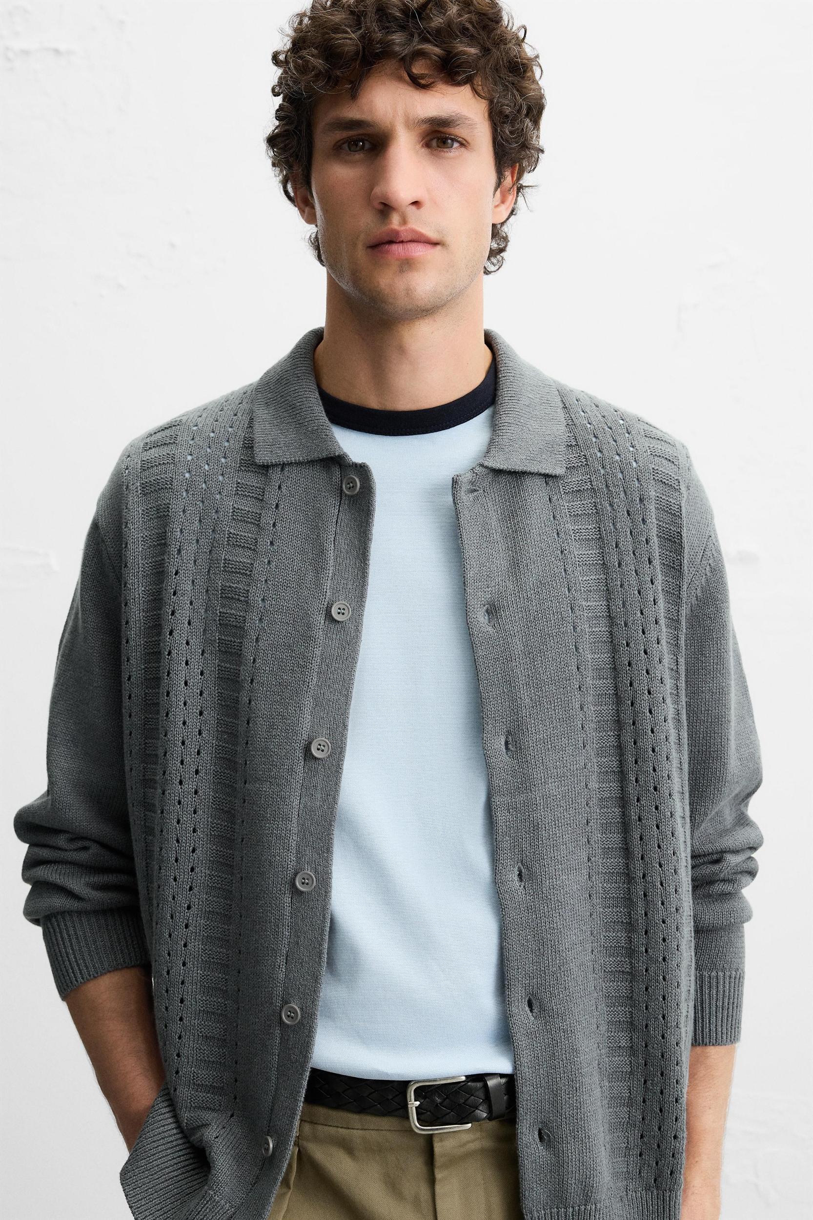 OPENWORK TEXTURED CARDIGAN Product Image