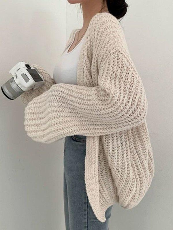 Open Front Long Sleeve Knit Cardigan Product Image