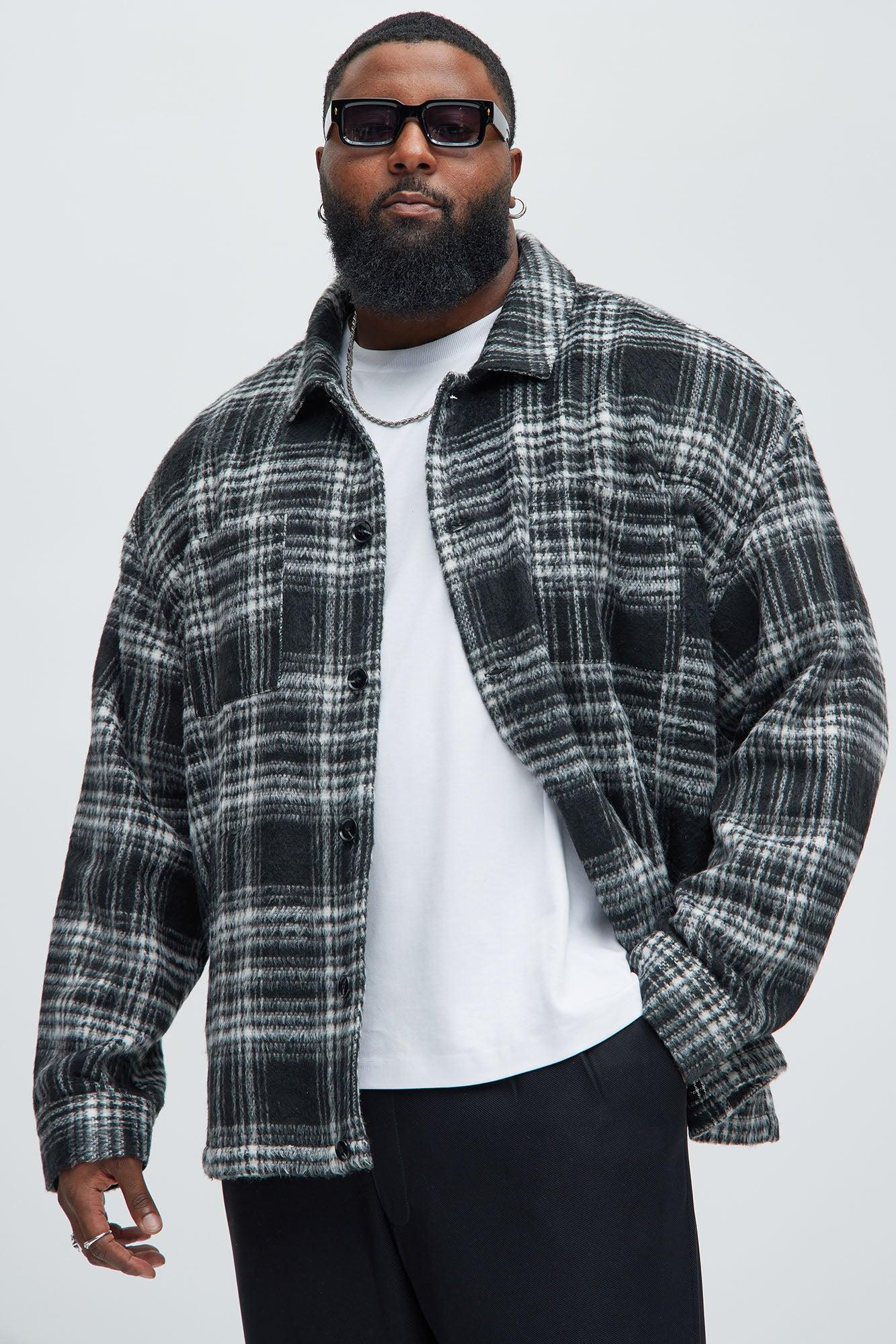 Agua Plaid Shacket - Black/White Male Product Image