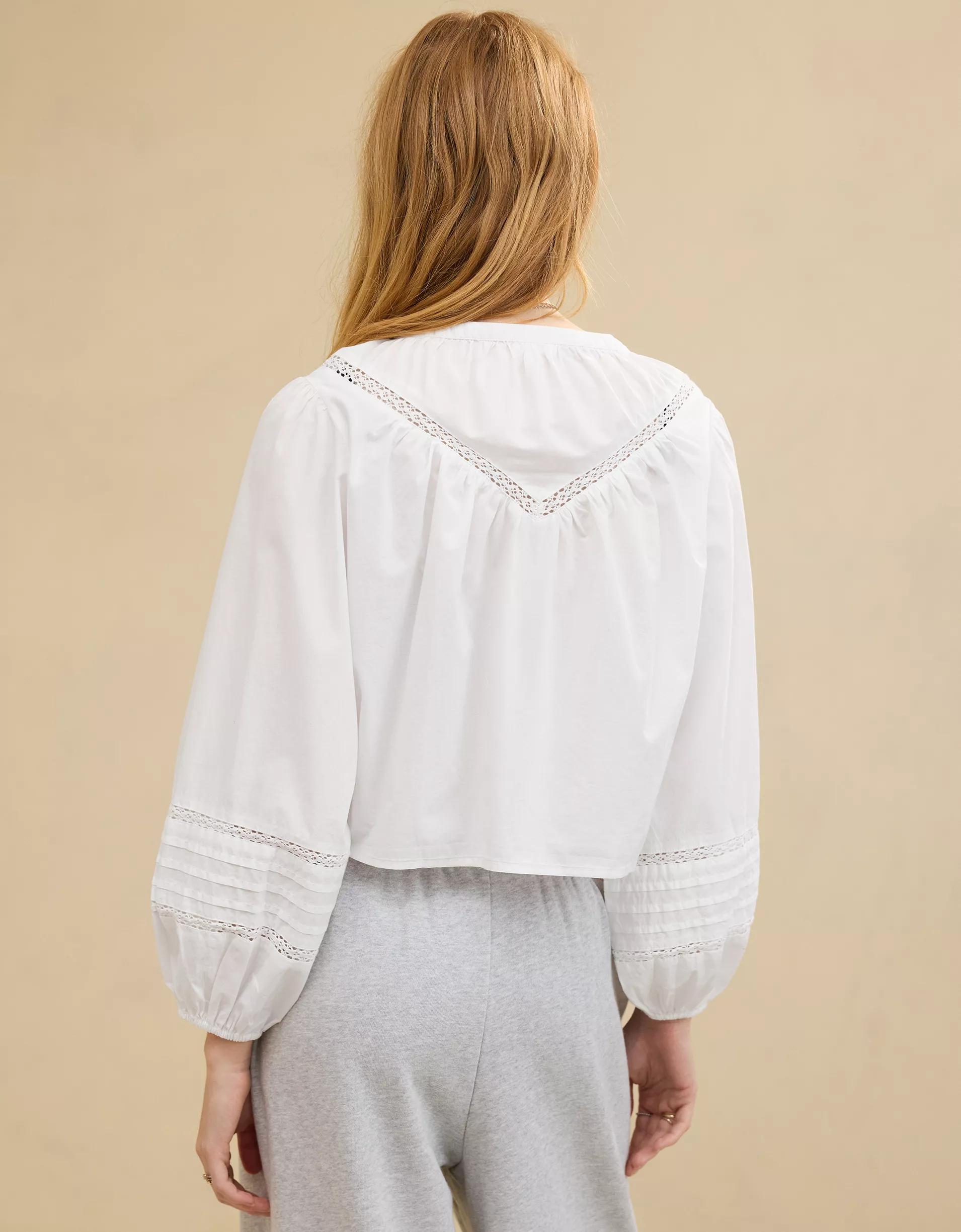 Aerie Long Sleeve Tie Front Top Product Image