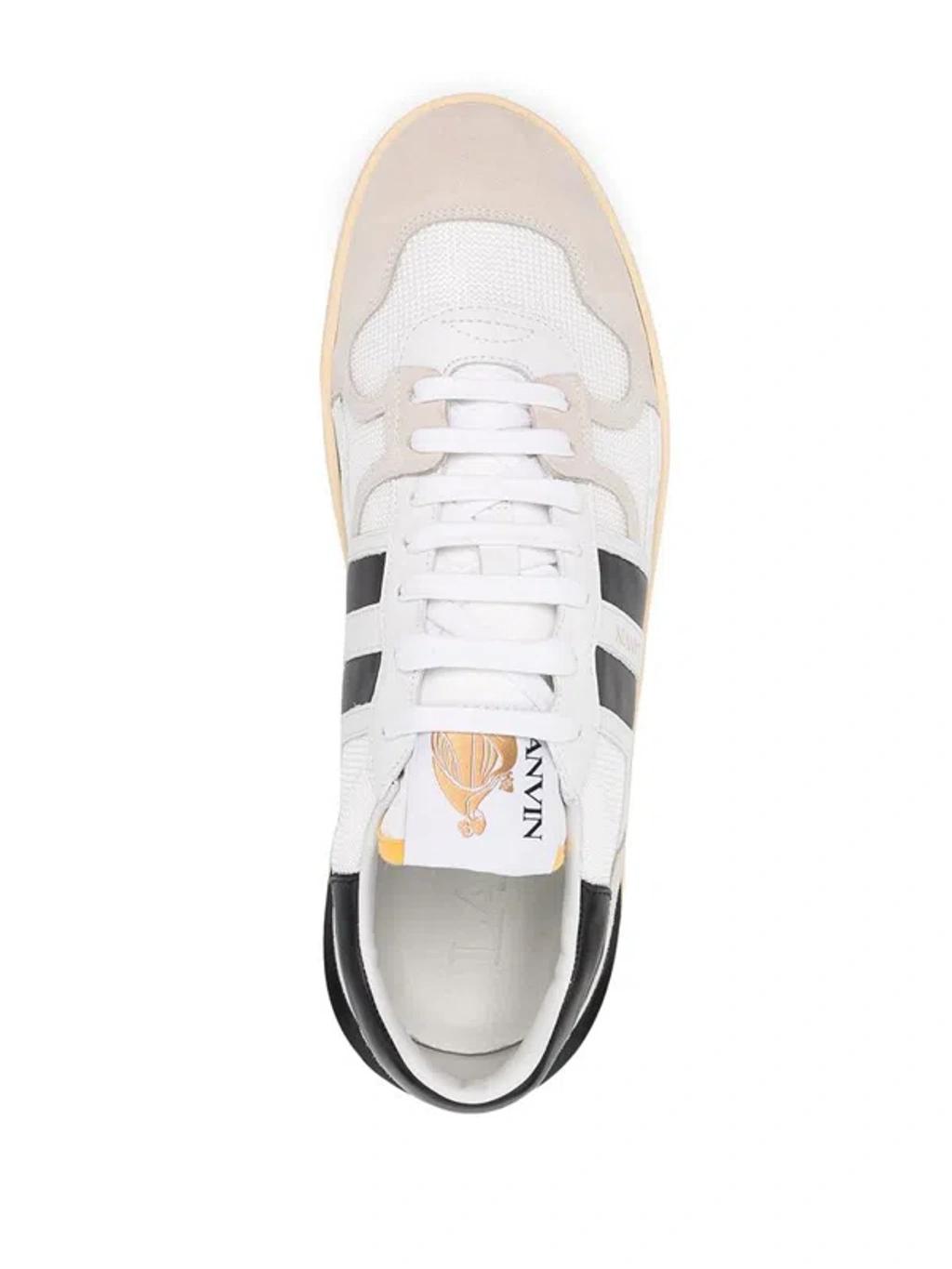 LANVIN Black And White Leather Clay Low Mesh Sneakers Product Image