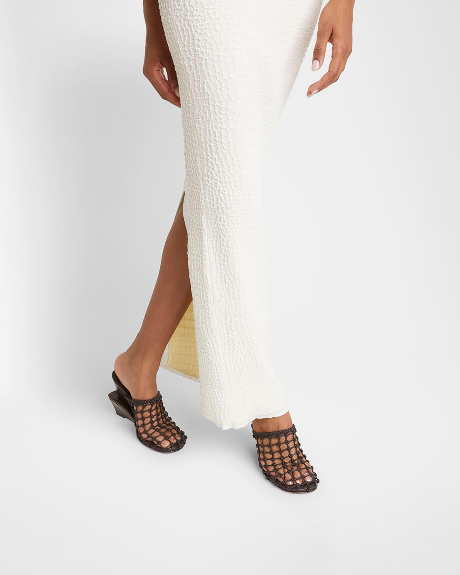 Les Doubles Tresses Croc-Embossed Wedge Mules Product Image