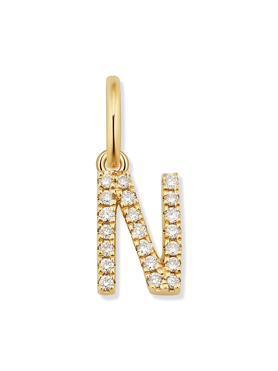 Womens 14K Yellow Gold My Letter Diamond Initial Pendant Charm Product Image