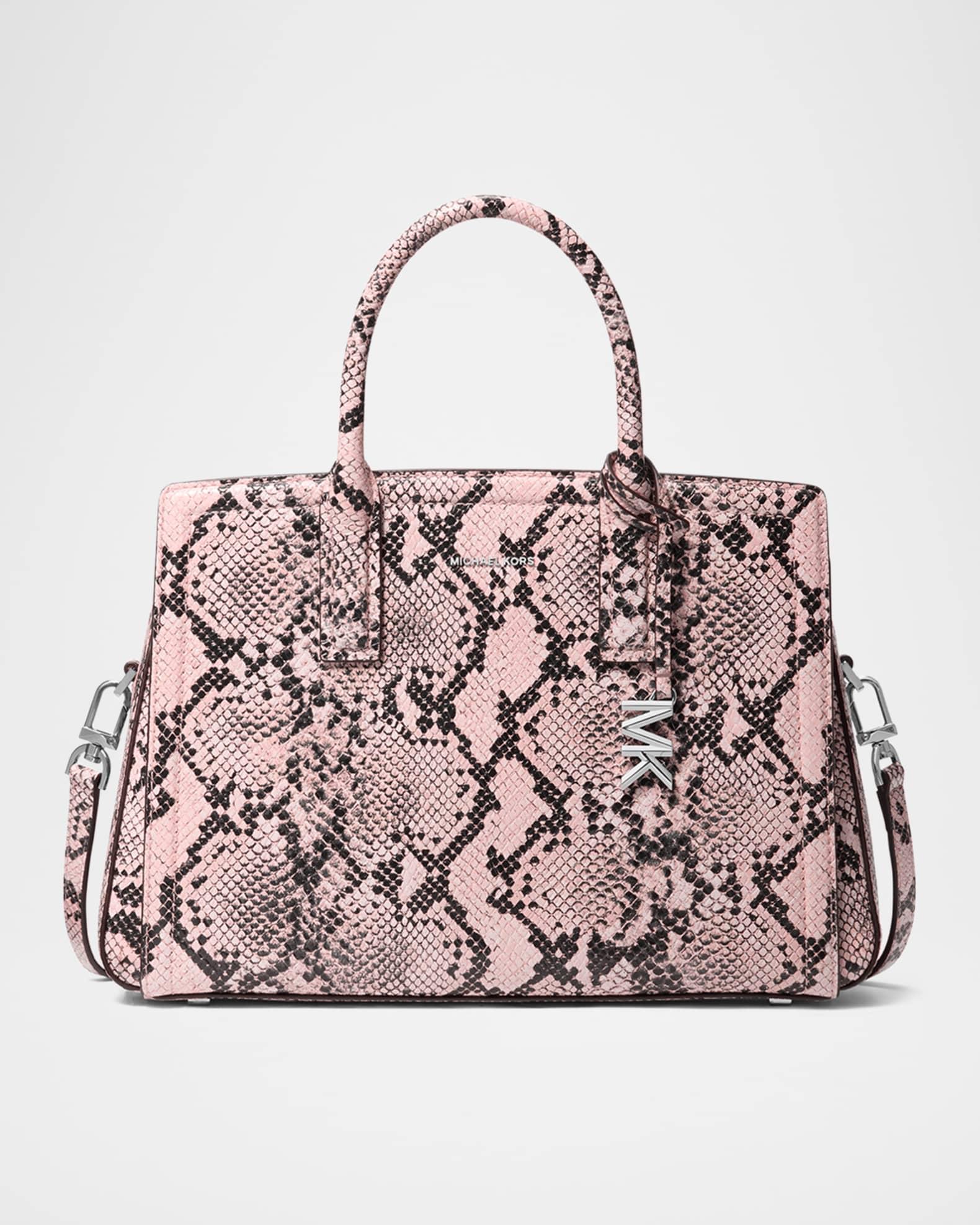 Laila Medium Snake-Print Leather Satchel Bag Product Image