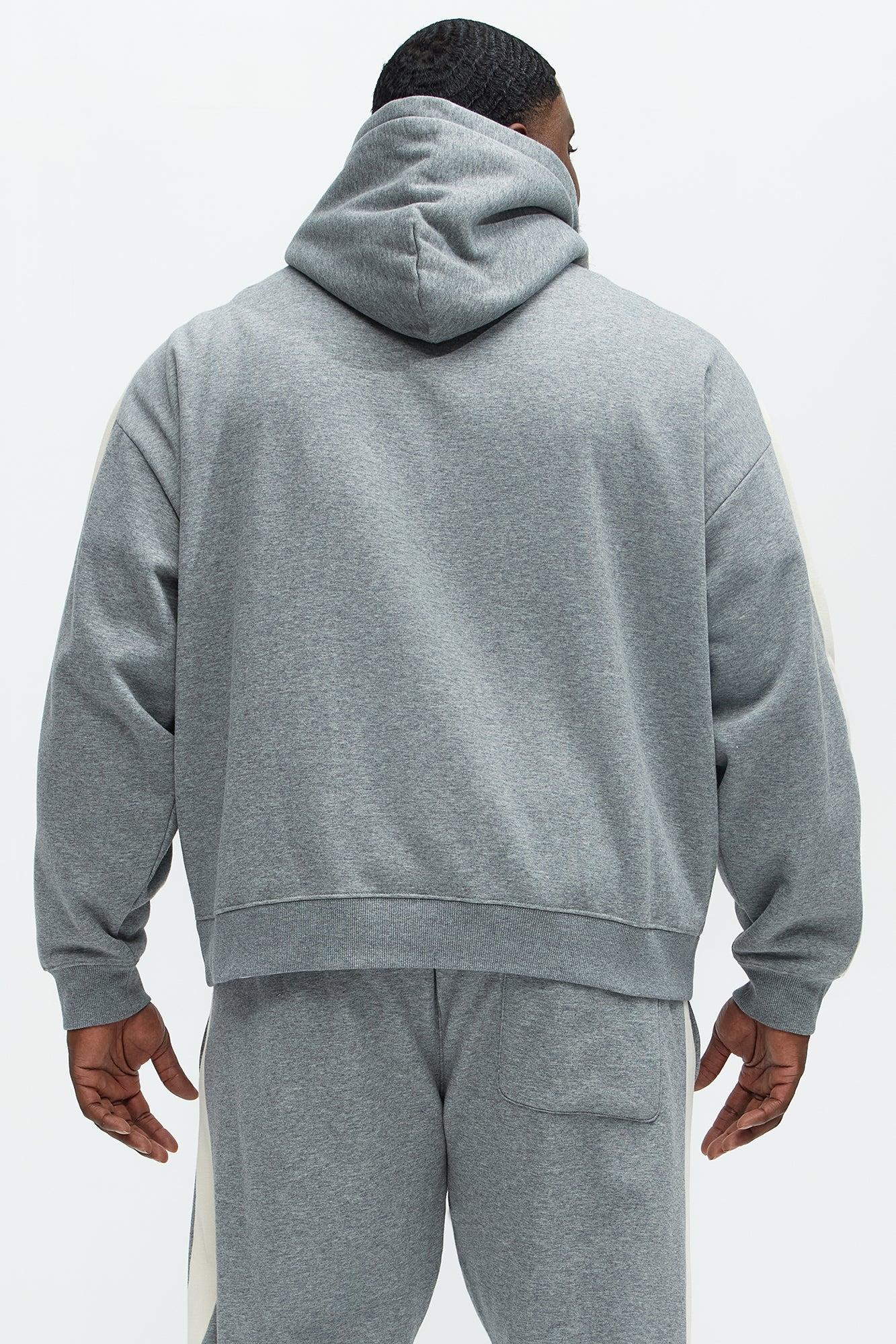 Tyson Heavyweight Oversized Striped Hoodie - Heather Grey Product Image