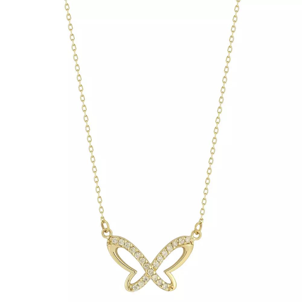 LUMINOR GOLD 14k Gold Diamond Accent Butterfly Necklace, Women's, Size: 17" Product Image