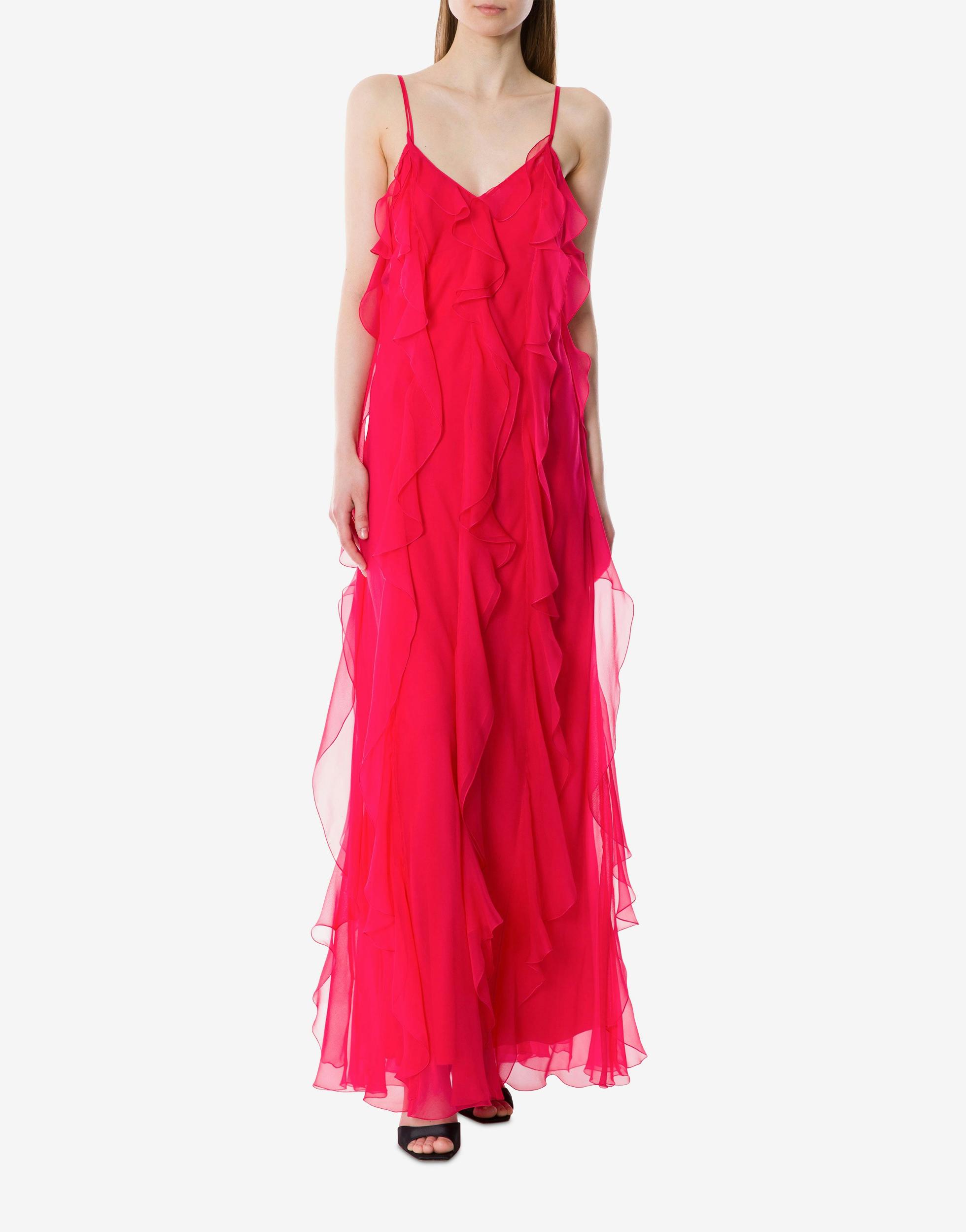 Organic chiffon sleeveless dress with ruffles Product Image