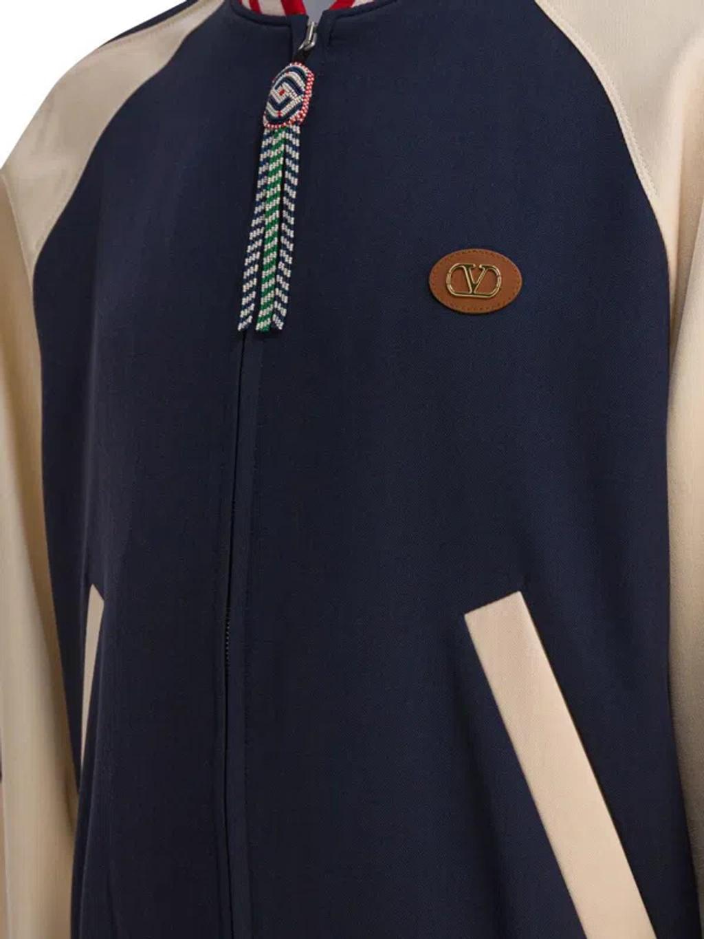 VALENTINO La Chat De La Maison Wool Bomber Jacket In Black Product Image