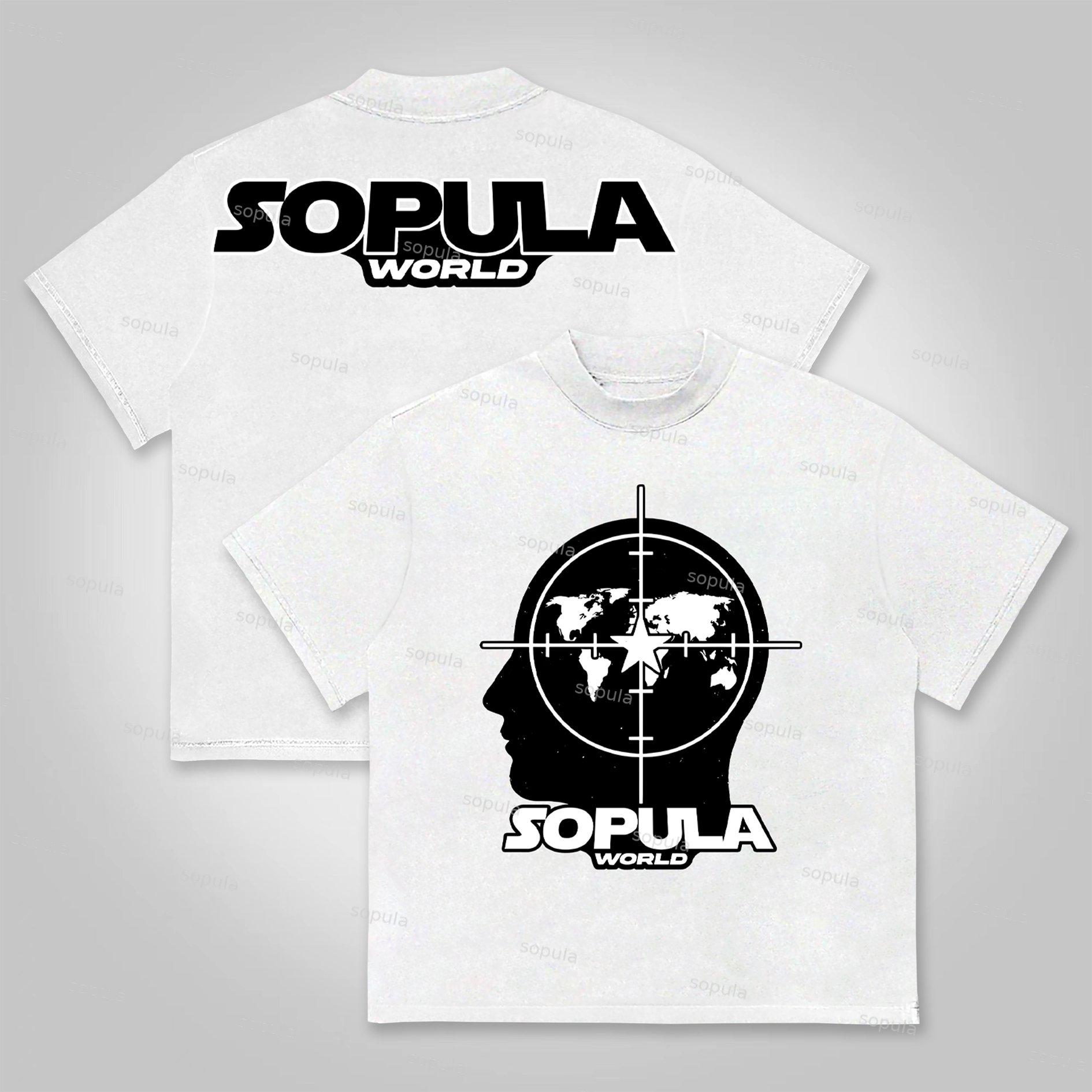 Sopula Street Map Crosshair Pattern Cotton T-shirt Product Image