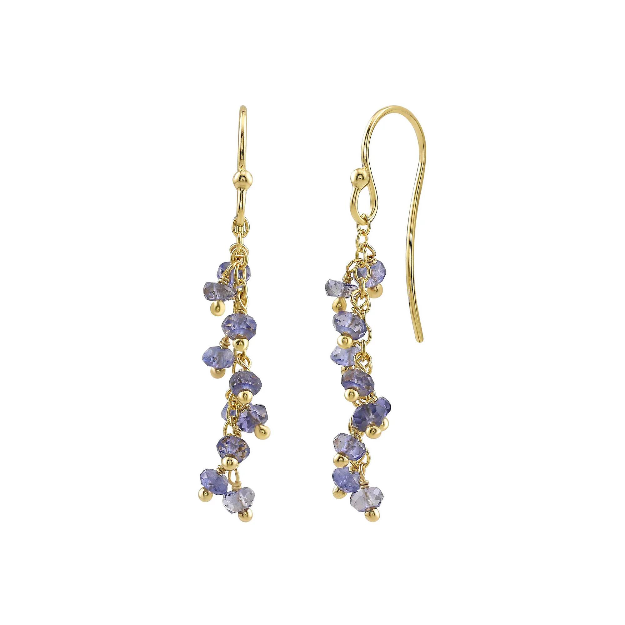 Gemistry 14k Gold Over Sterling Silver Gemstone Beaded Drop Earrings, Women's, Turquoise Product Image