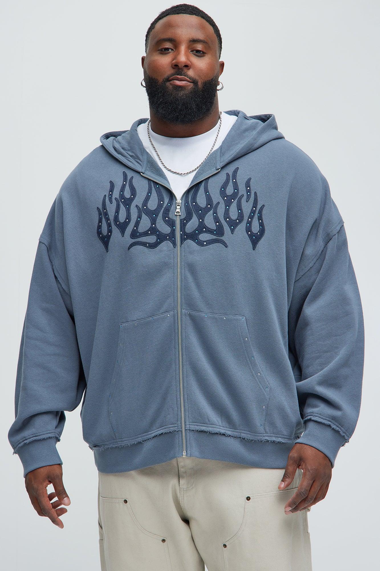Tyson Bling Oversized Zip Hoodie - Blue Product Image