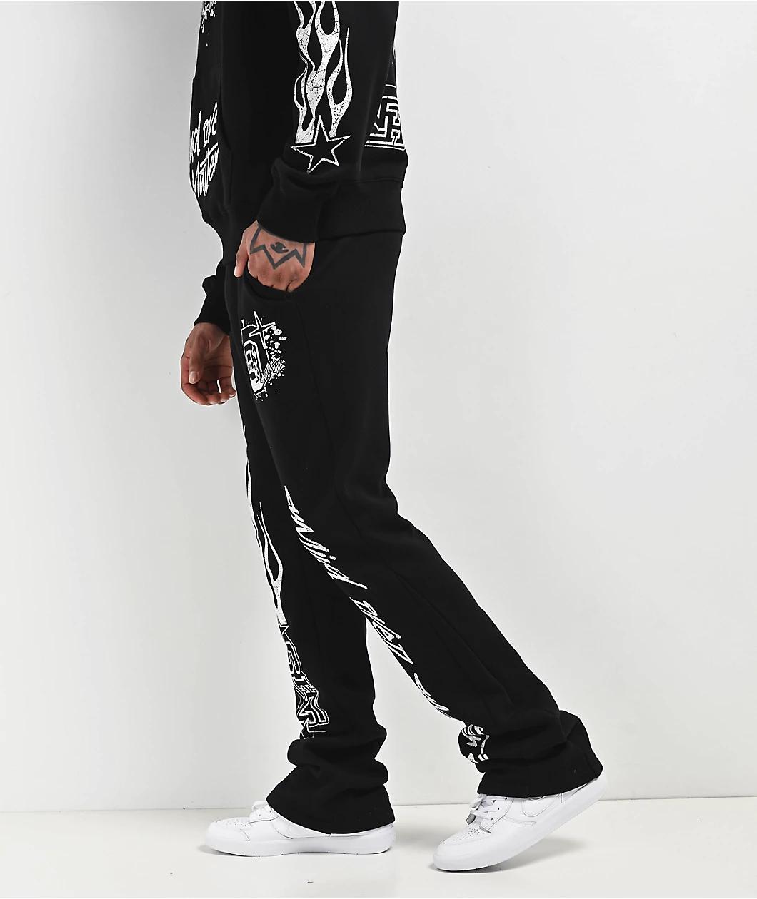 Ninth Hall Crosses Grey Wash Stacked Flare Sweatpants Product Image