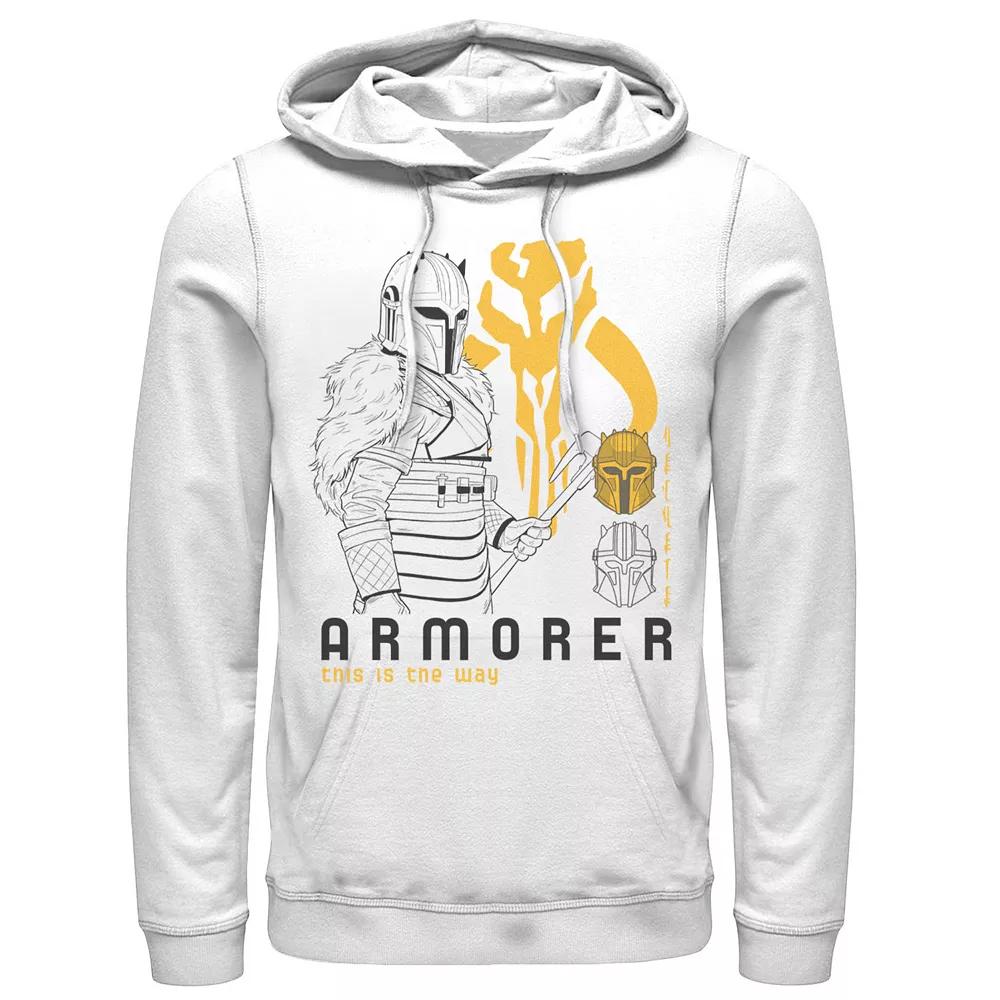 Men's Star Wars The Mandalorian Armorer Line Art Hoodie, Size: 3XL, White Product Image
