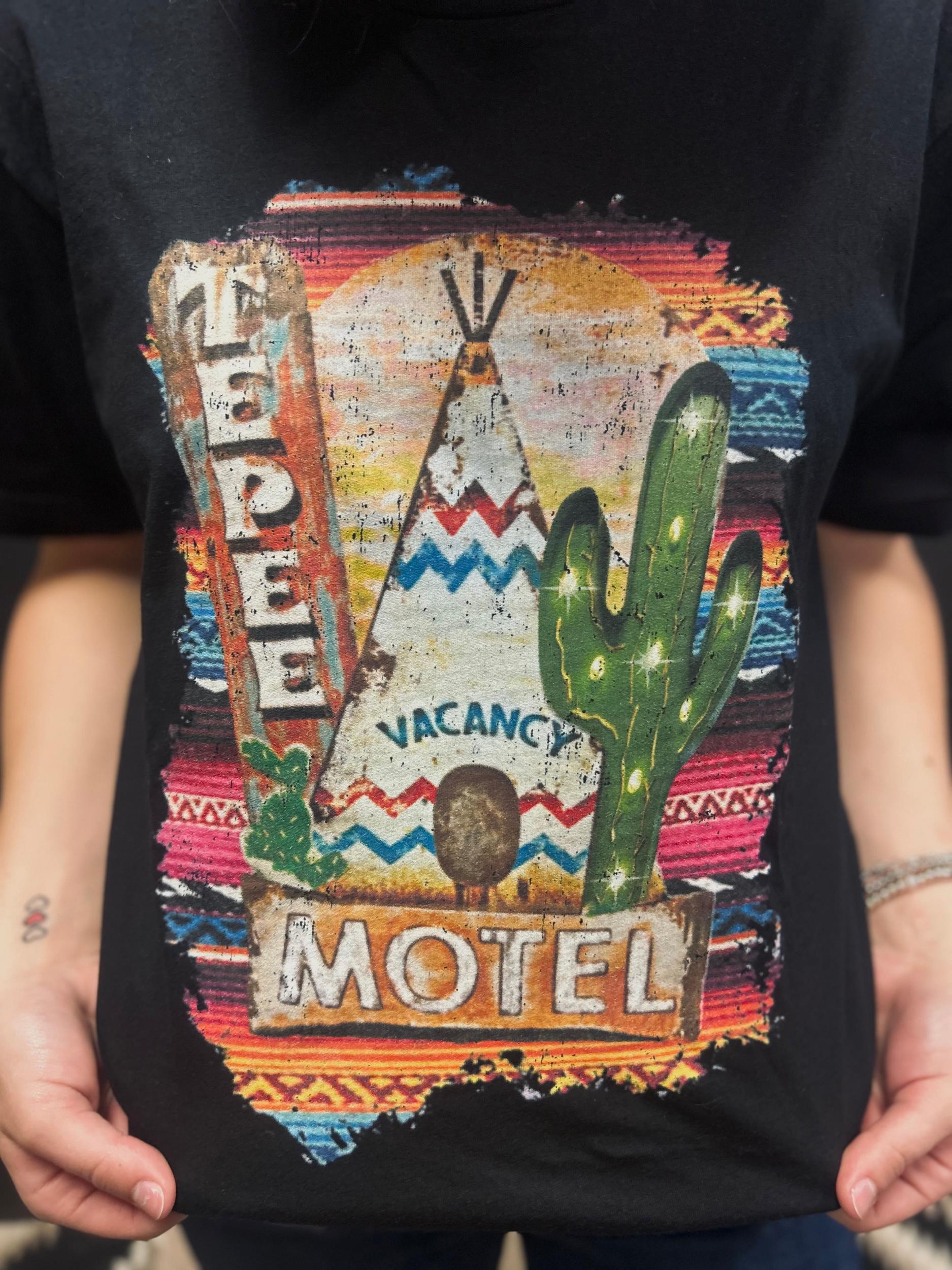 Black Western Motel Vintage Graphic Tee Product Image