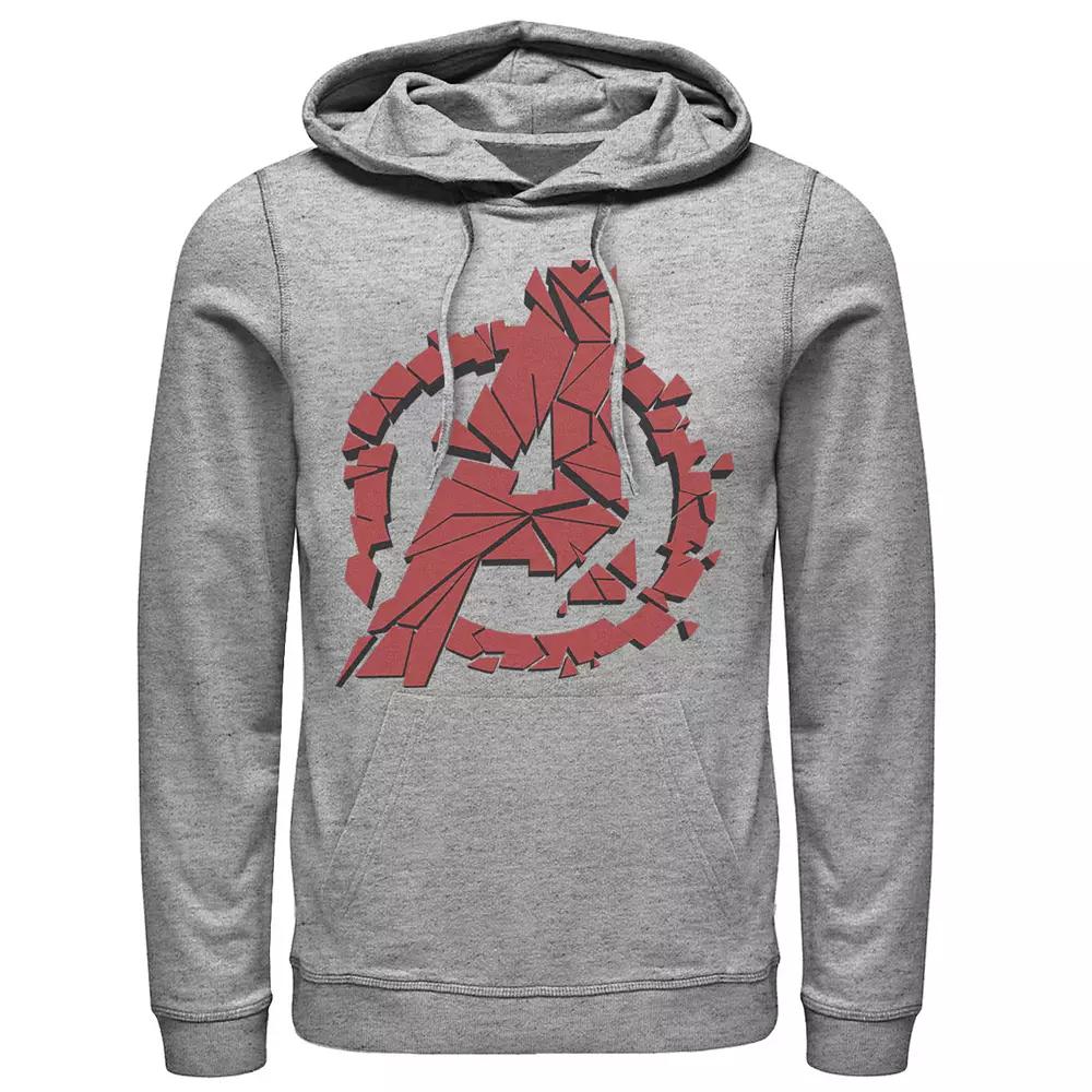 Mens Marvel Avengers Endgame Shattered Red Logo Graphic Hoodie Athletic Grey Product Image