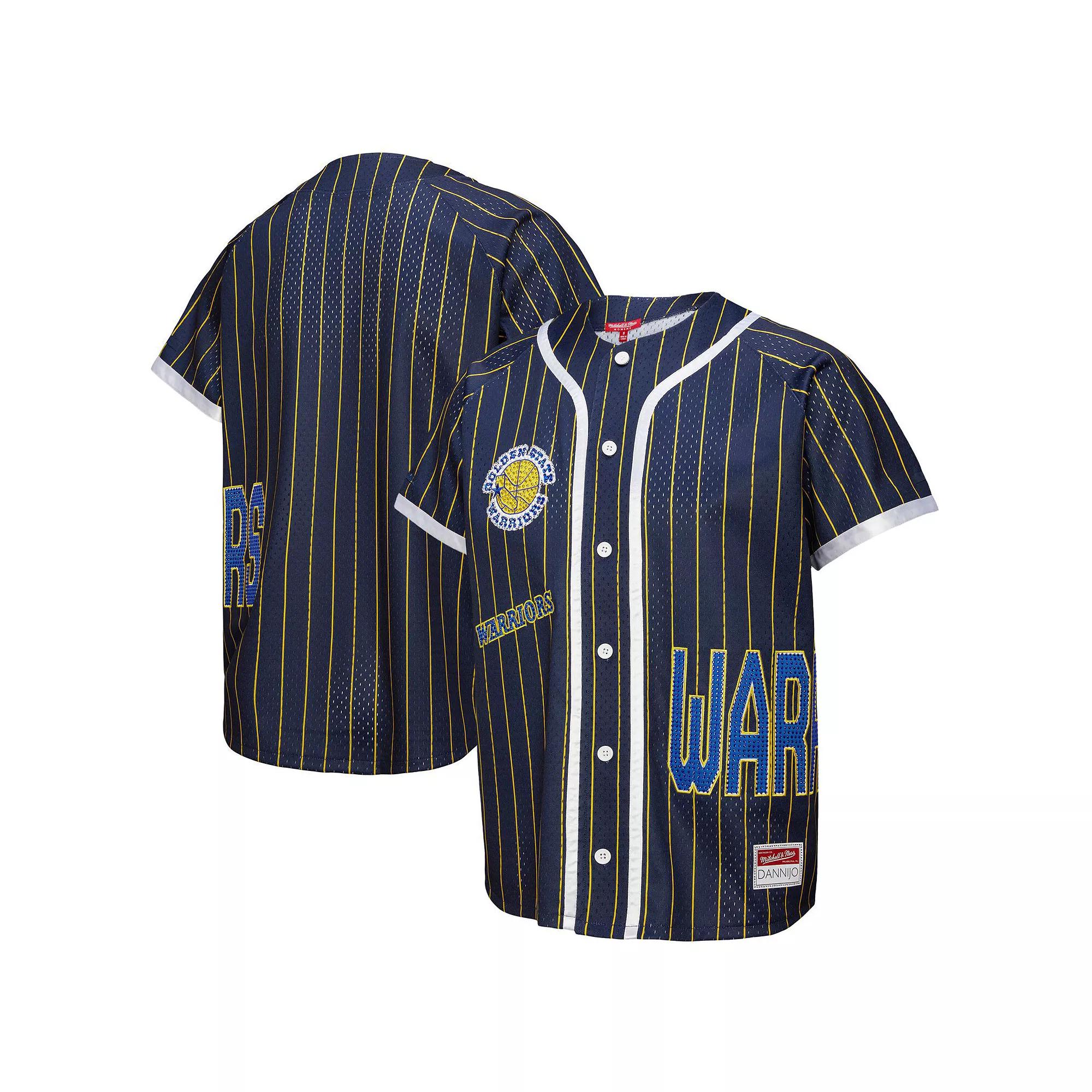 Women's Mitchell & Ness x DANNIJO  Blue Golden State Warriors Fashion Baseball Jersey, Size: Medium Product Image