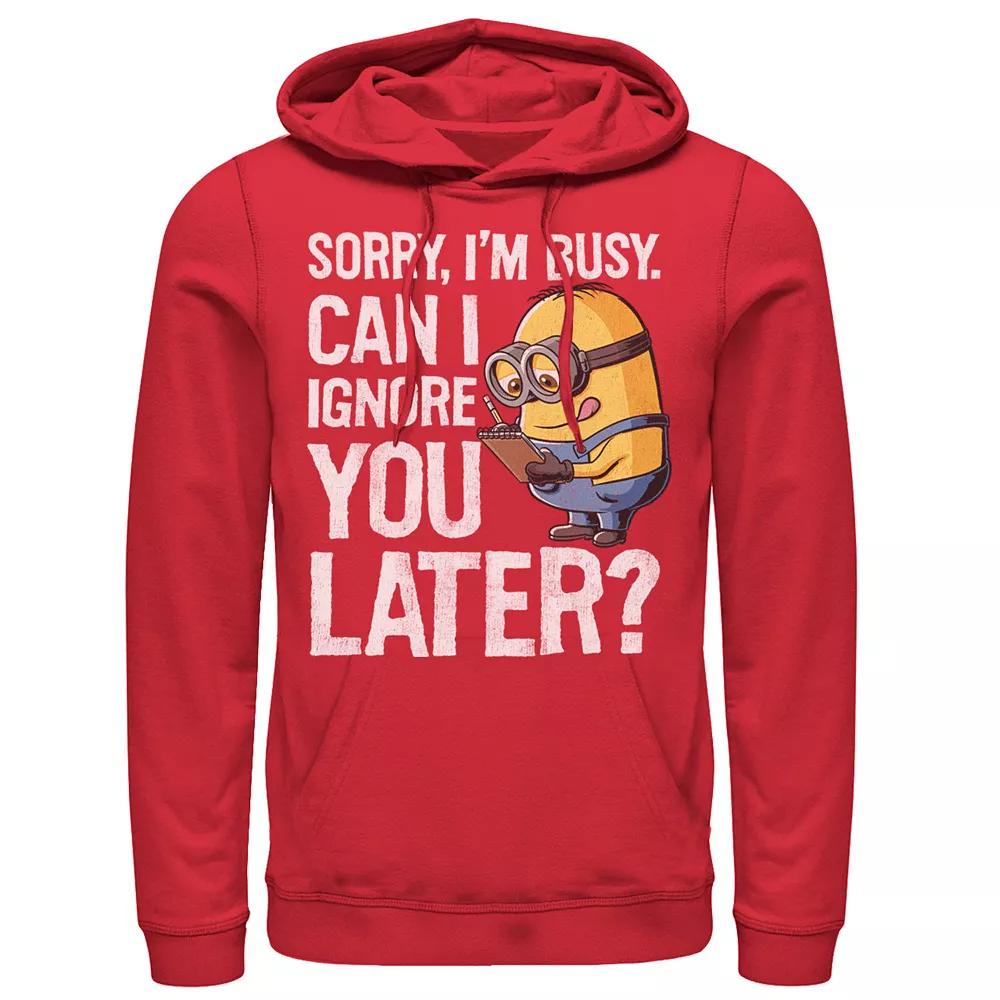 Men's Despicable Me Minions Can I Ignore You Later Pullover Hoodie, Size: Small, Red Product Image