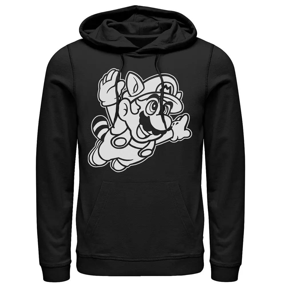 Men's Nintendo Super Mario 3 Raccoon Fly Line Art Hoodie,  Product Image
