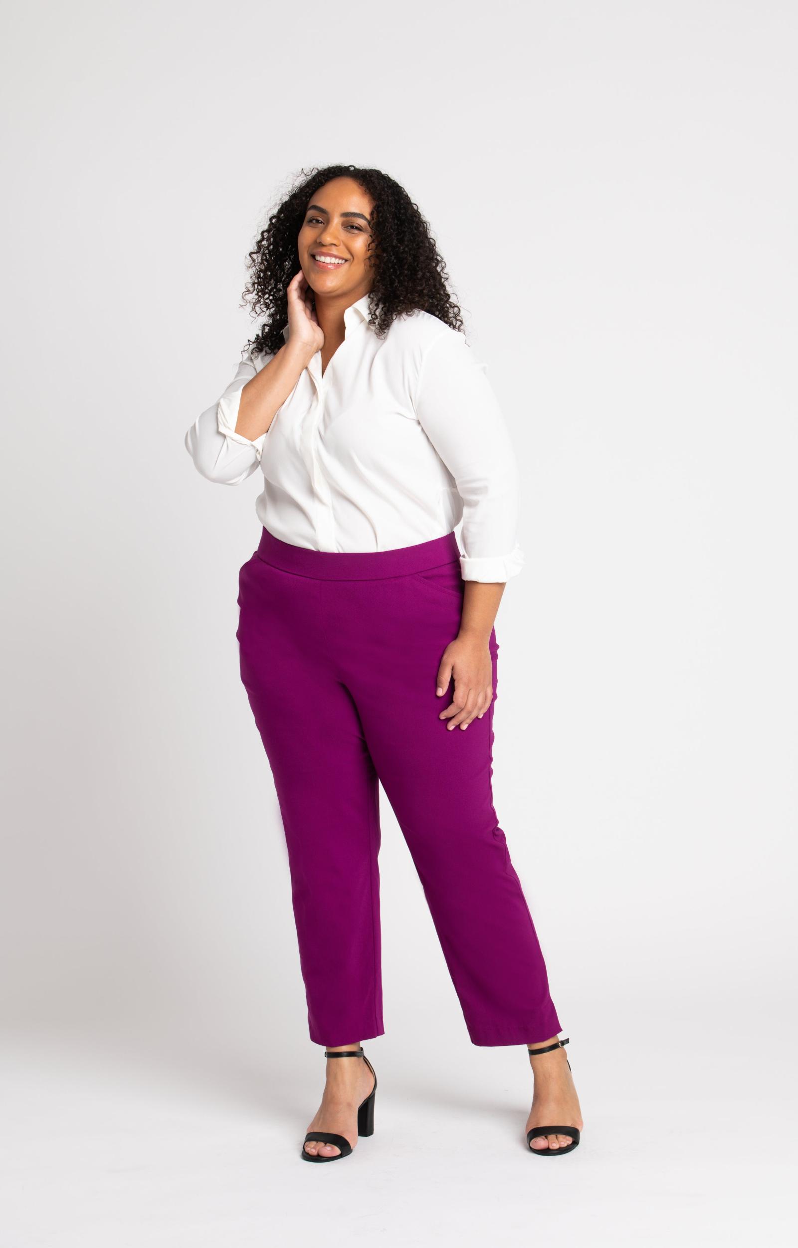 Roz & Ali™ Superstretch Magenta Pull On Ankle Pants - Plus Product Image