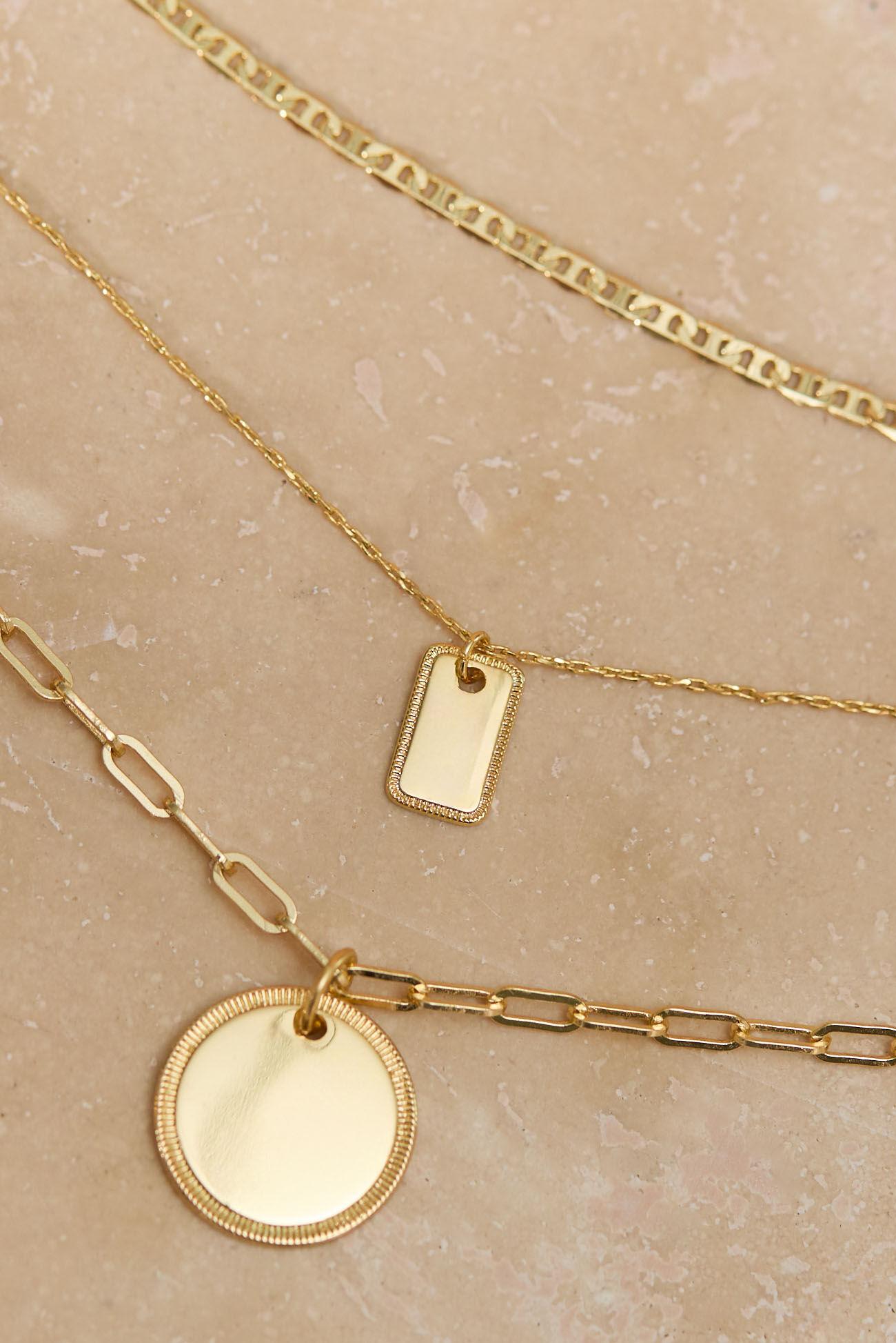 18k Gold Layered Tag Coin Necklace Product Image