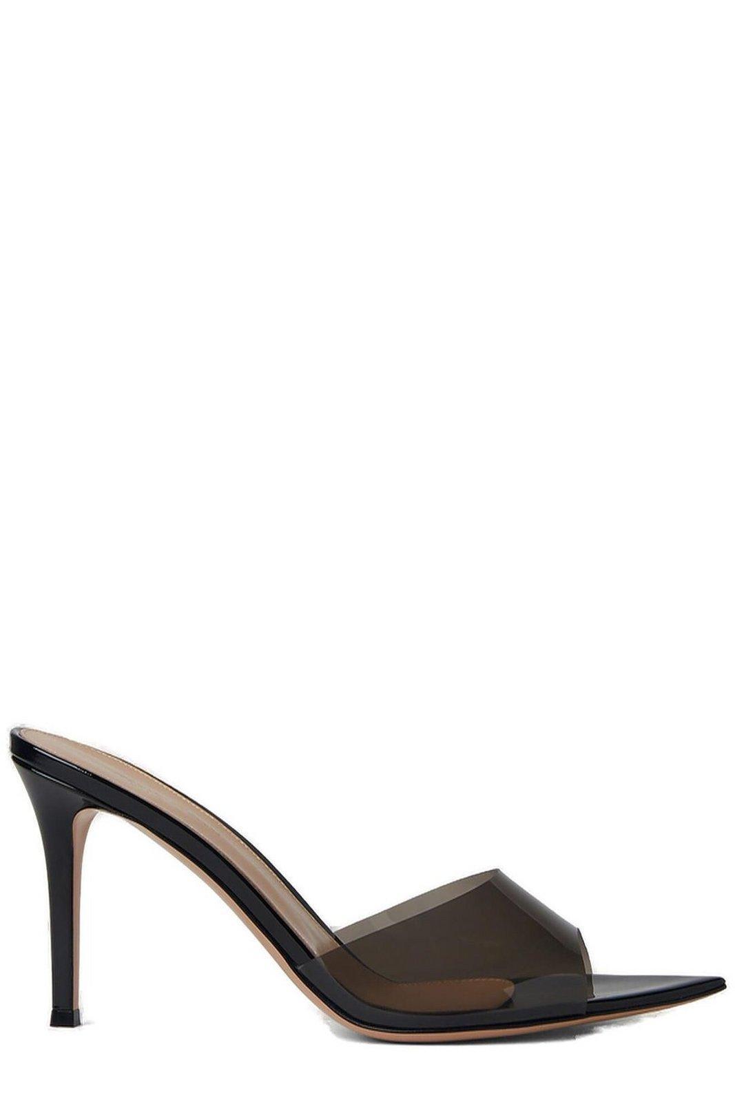 GIANVITO ROSSI Elle 85 Pvc And Patent-leather Mules In Black Product Image