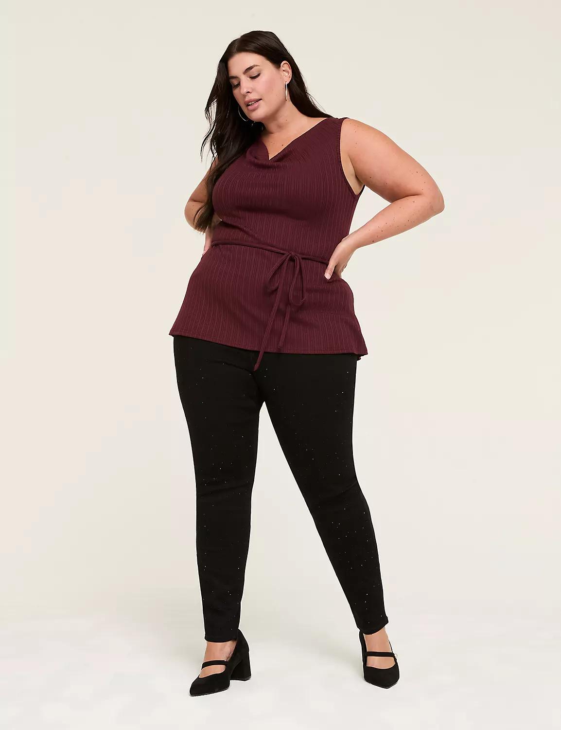 Pull-On Fit High-Rise Rhinestone Embellished Jegging Product Image