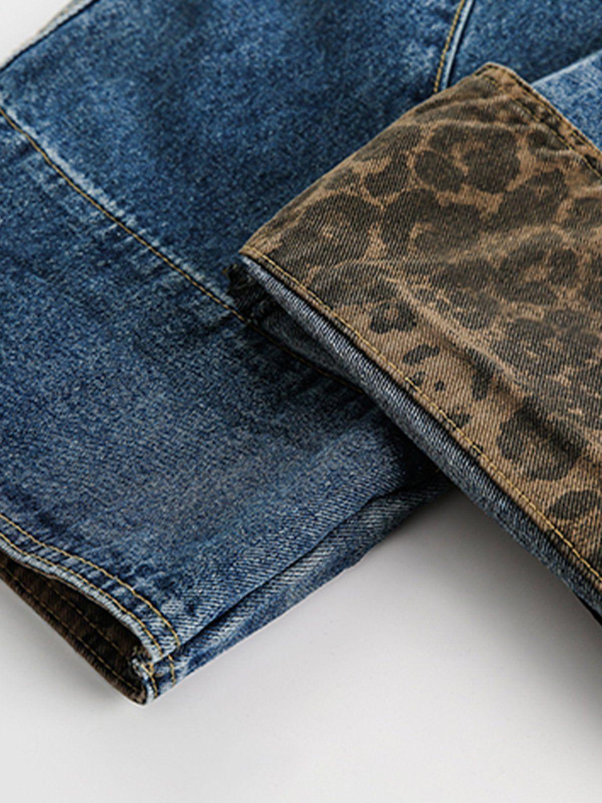 Aelfric Eden Leopard Cuffed Baggy Barrel Jeans Product Image