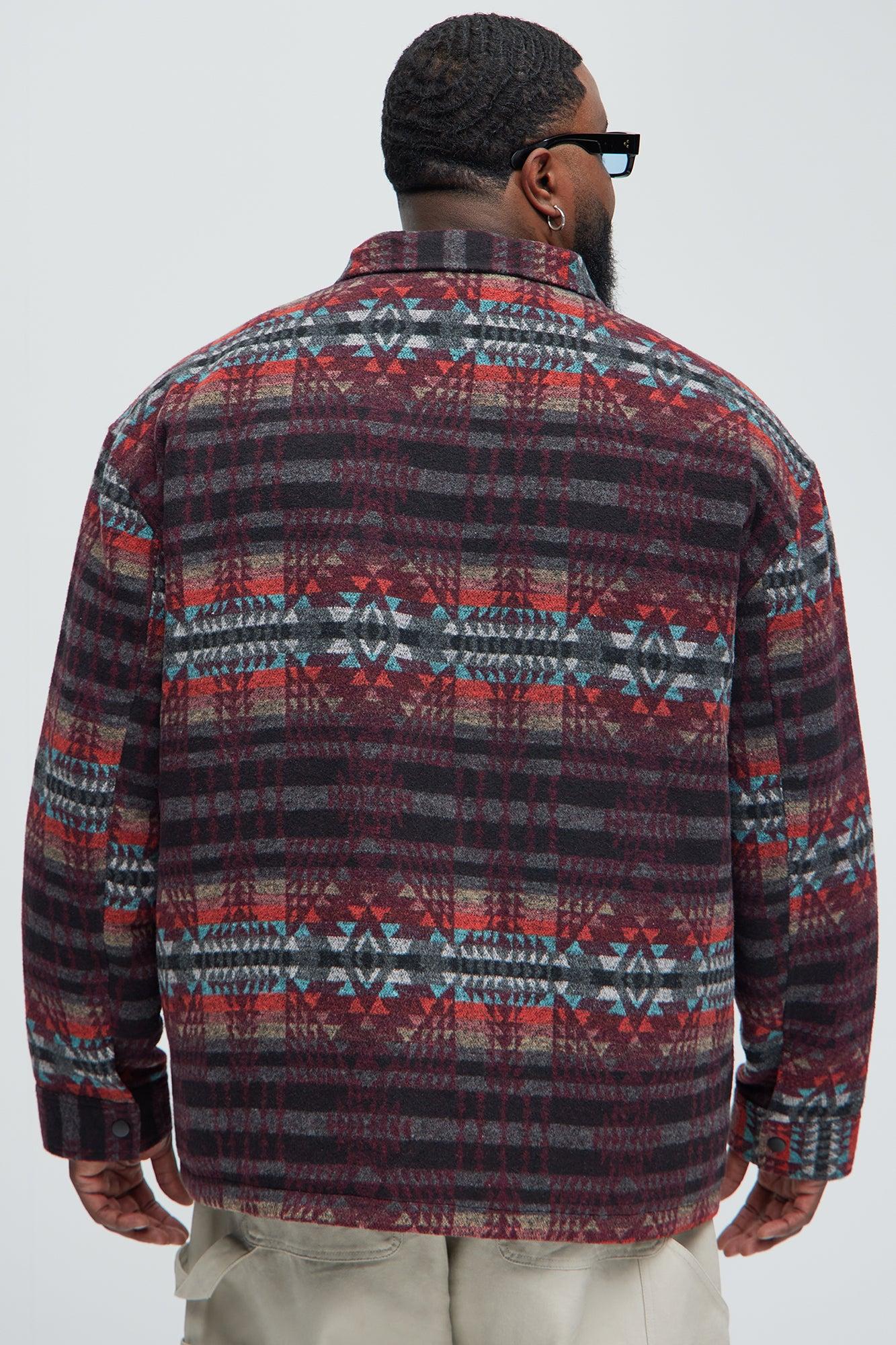 If We Ever Tried Quilted Shacket - Burgundy/combo Product Image