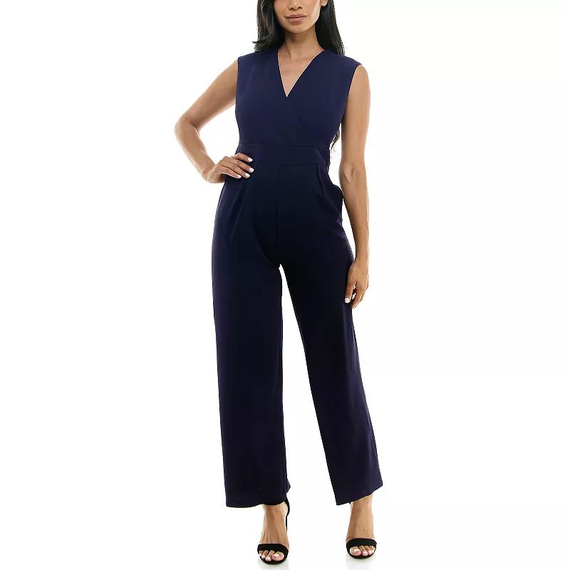 Women's Nina Leonard Surplice Jumpsuit, Size: Small, Blue Product Image
