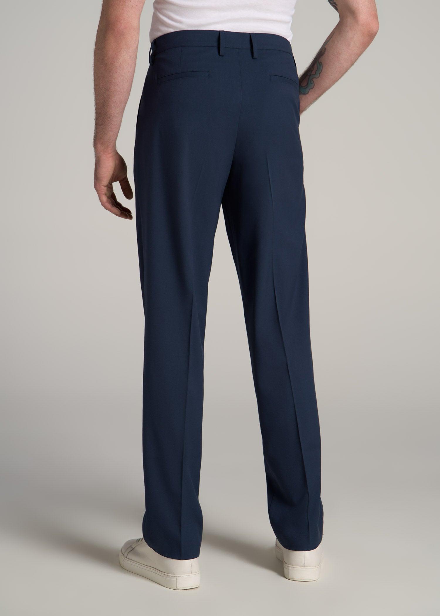 Relaxed Pleated Trousers for Tall Men in Black Male Product Image