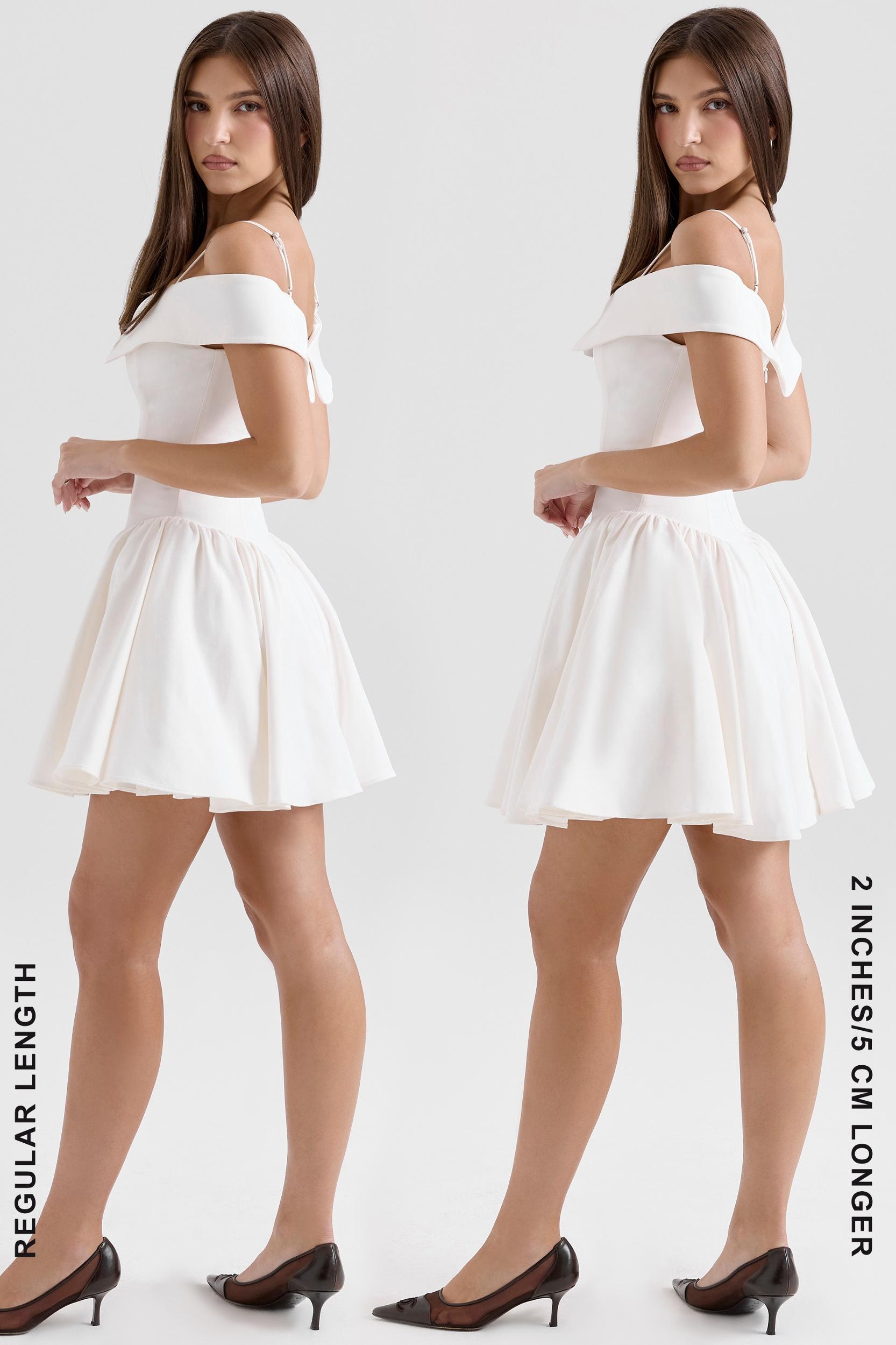 Elida  white twill off shoulder mini dress Product Image