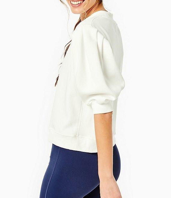 Addison Bay Short Puff Sleeve Cedar Pullover Sweatshirt Top Product Image