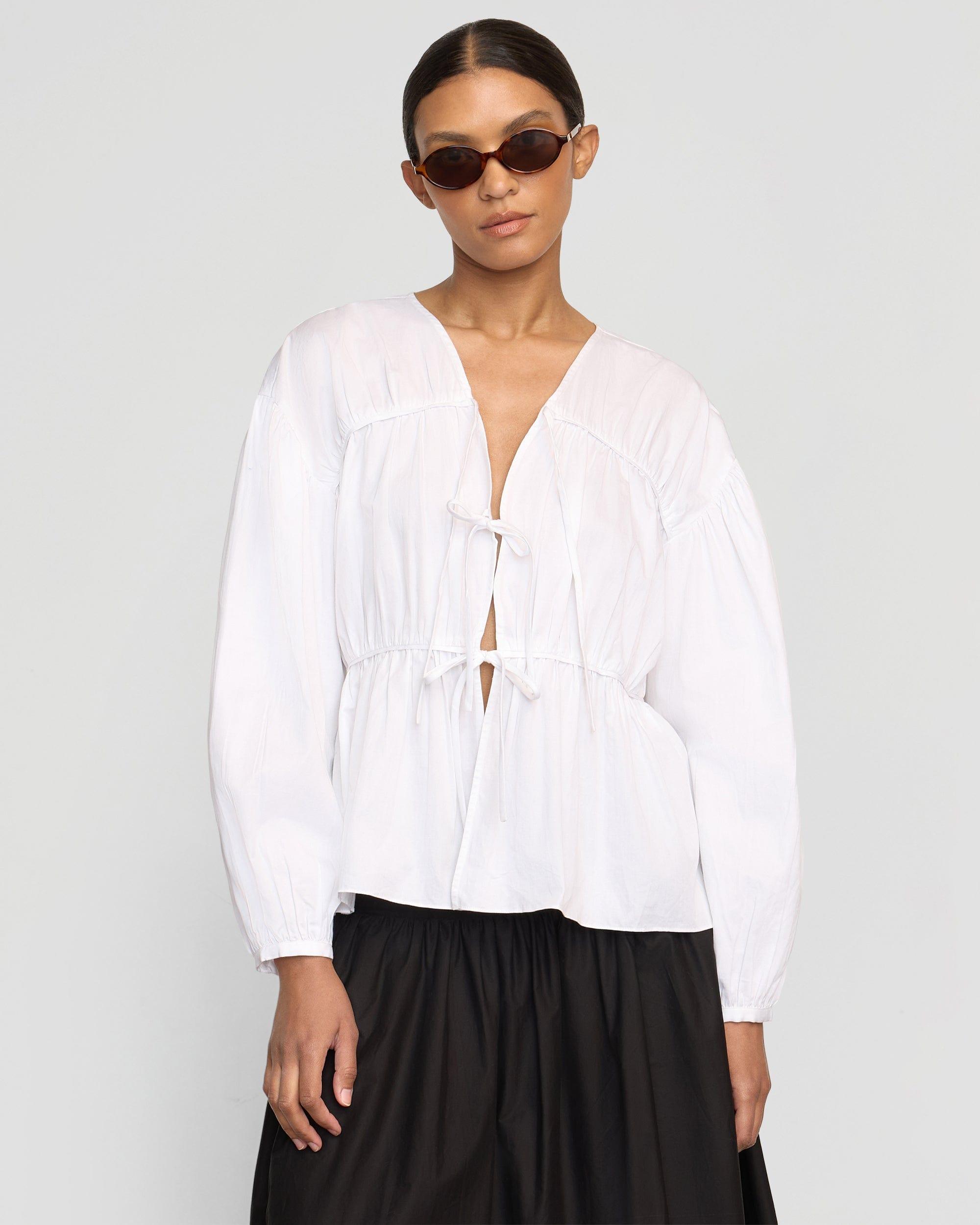 Hira Tie-Front Organic Cotton Blouse Product Image