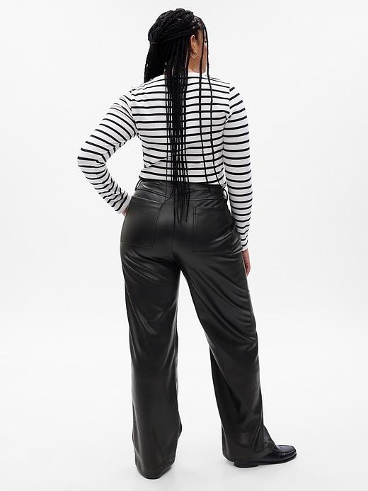 Mid Rise Vegan Leather Loose Pants Product Image
