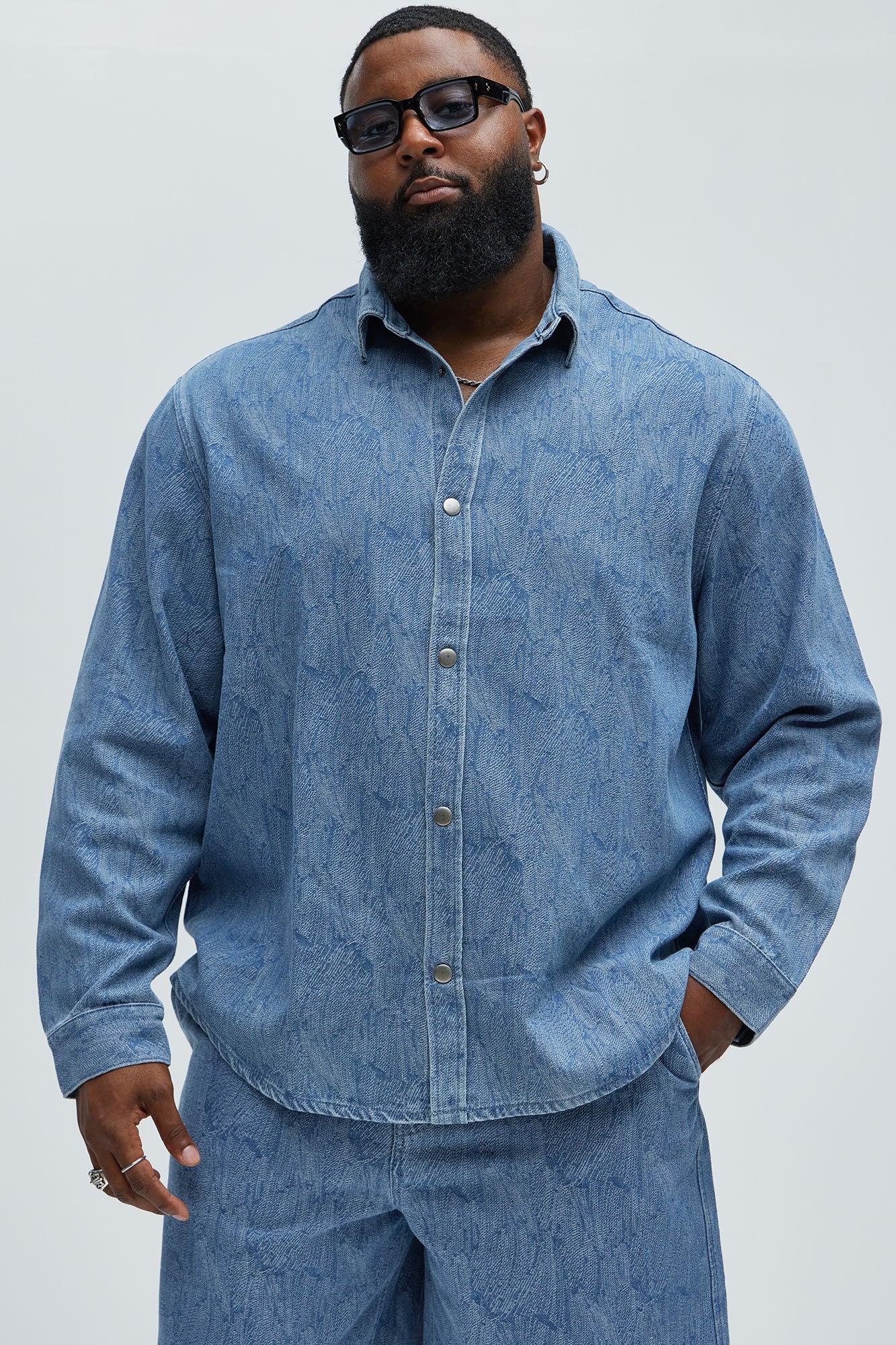 Water Brush Denim Shirt - Light Blue Product Image